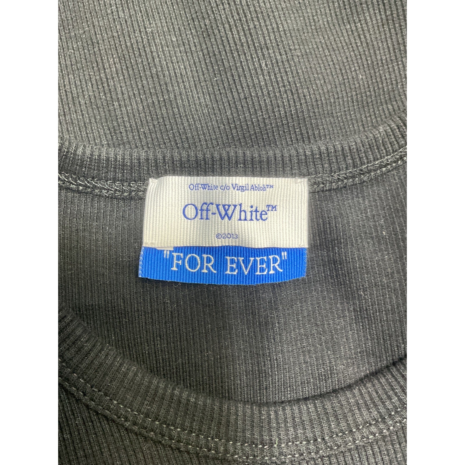 Off-White 'Basic' Black Cotton Ribbed Tee Size 42