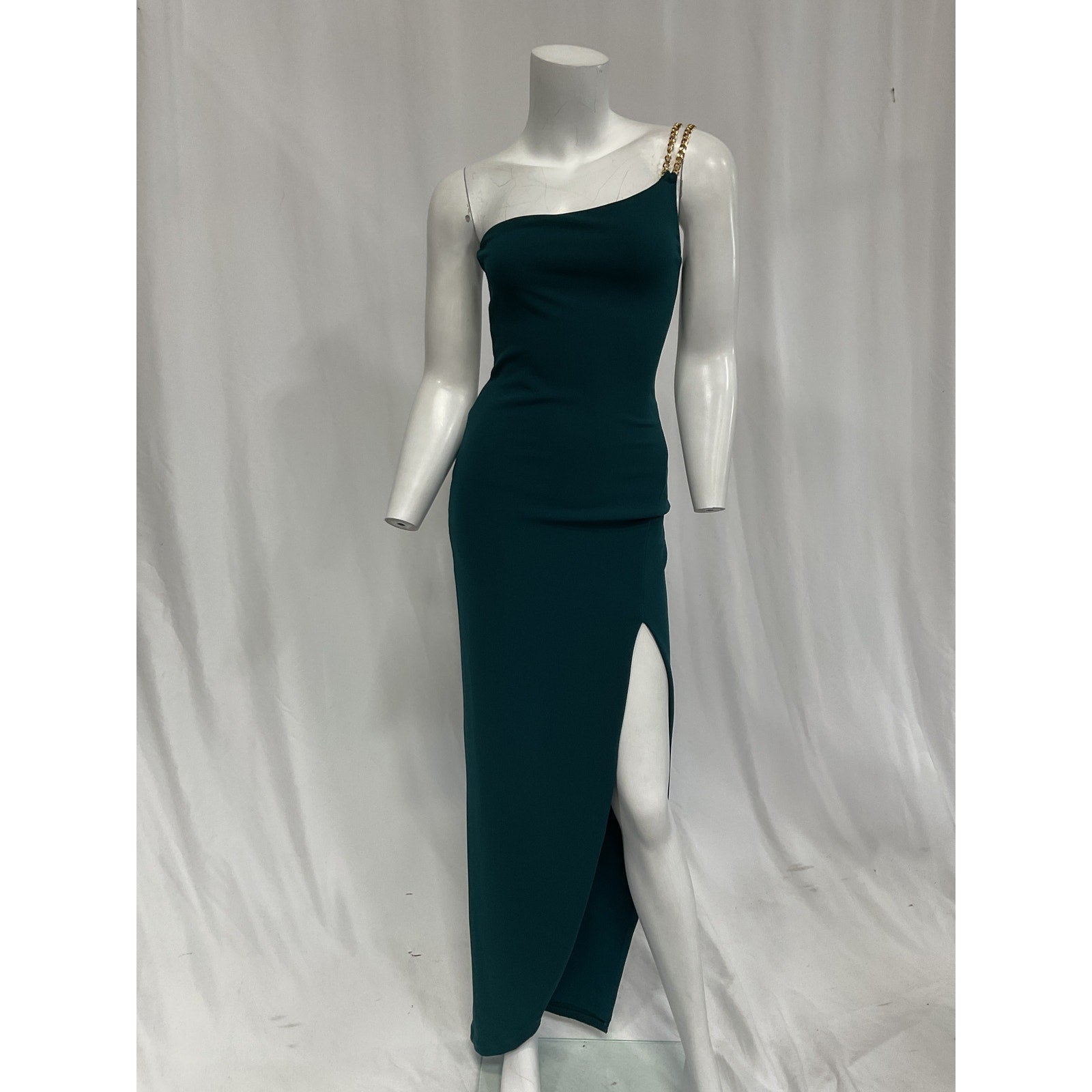 Nookie 'Estella' Green One Shoulder Ponte Gown Size S