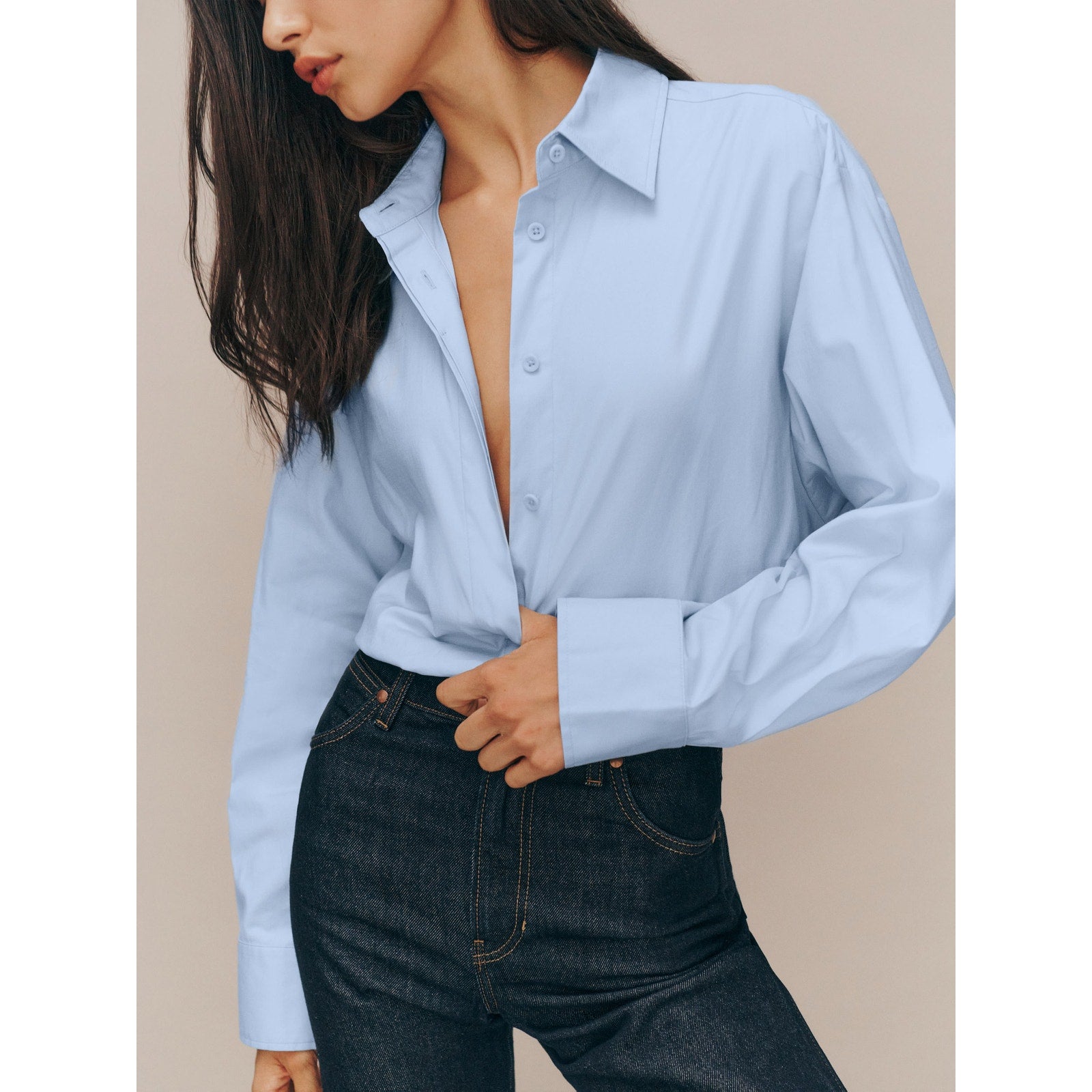 Reformation 'Andy' Blue Cotton Oversized Shirt Size S