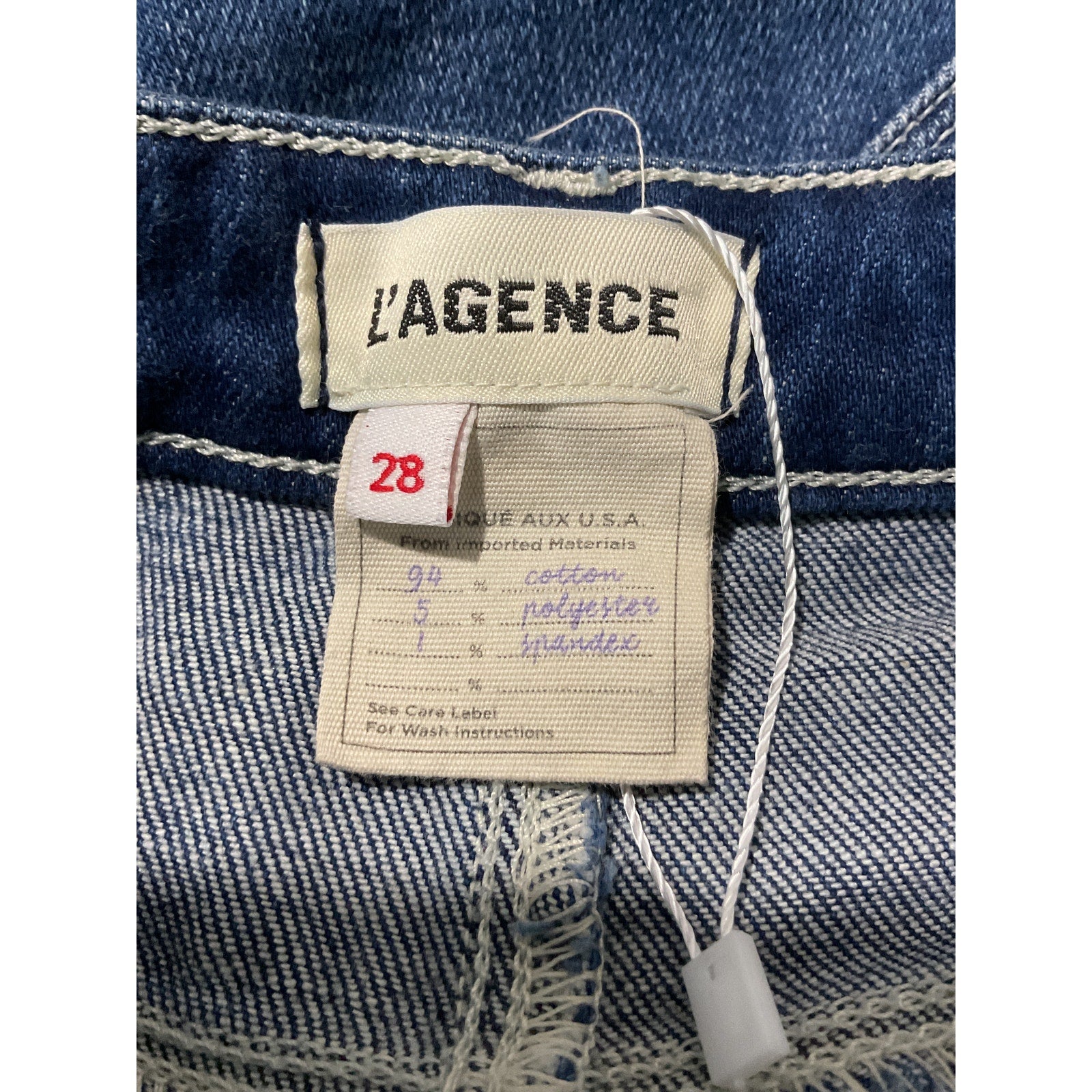 L'Agence 'Bell' Blue Cotton High Rise Flare Jean Size 28