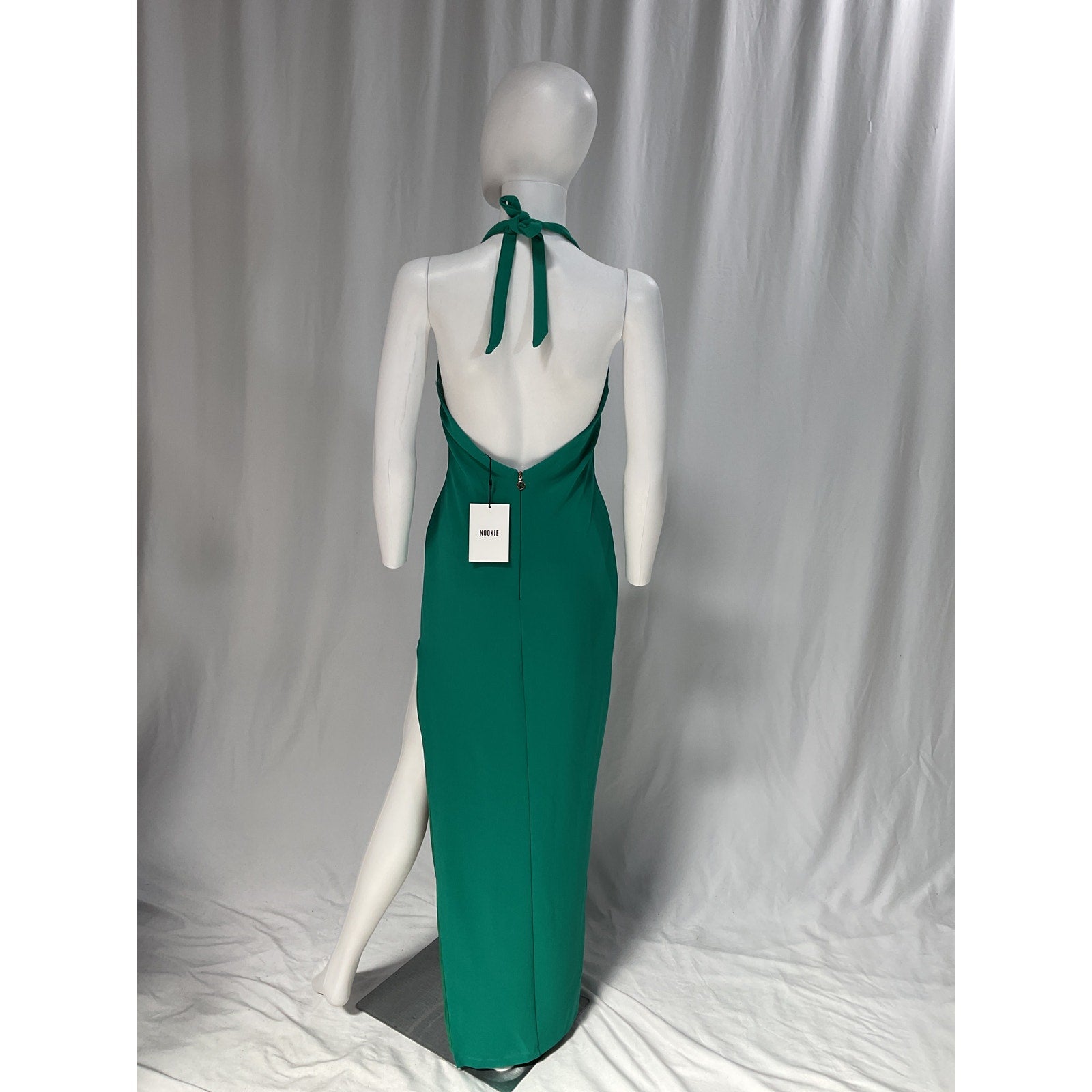 Nookie 'Coco' Green Halterneck Ponte Dress / Gown Size L - NWT