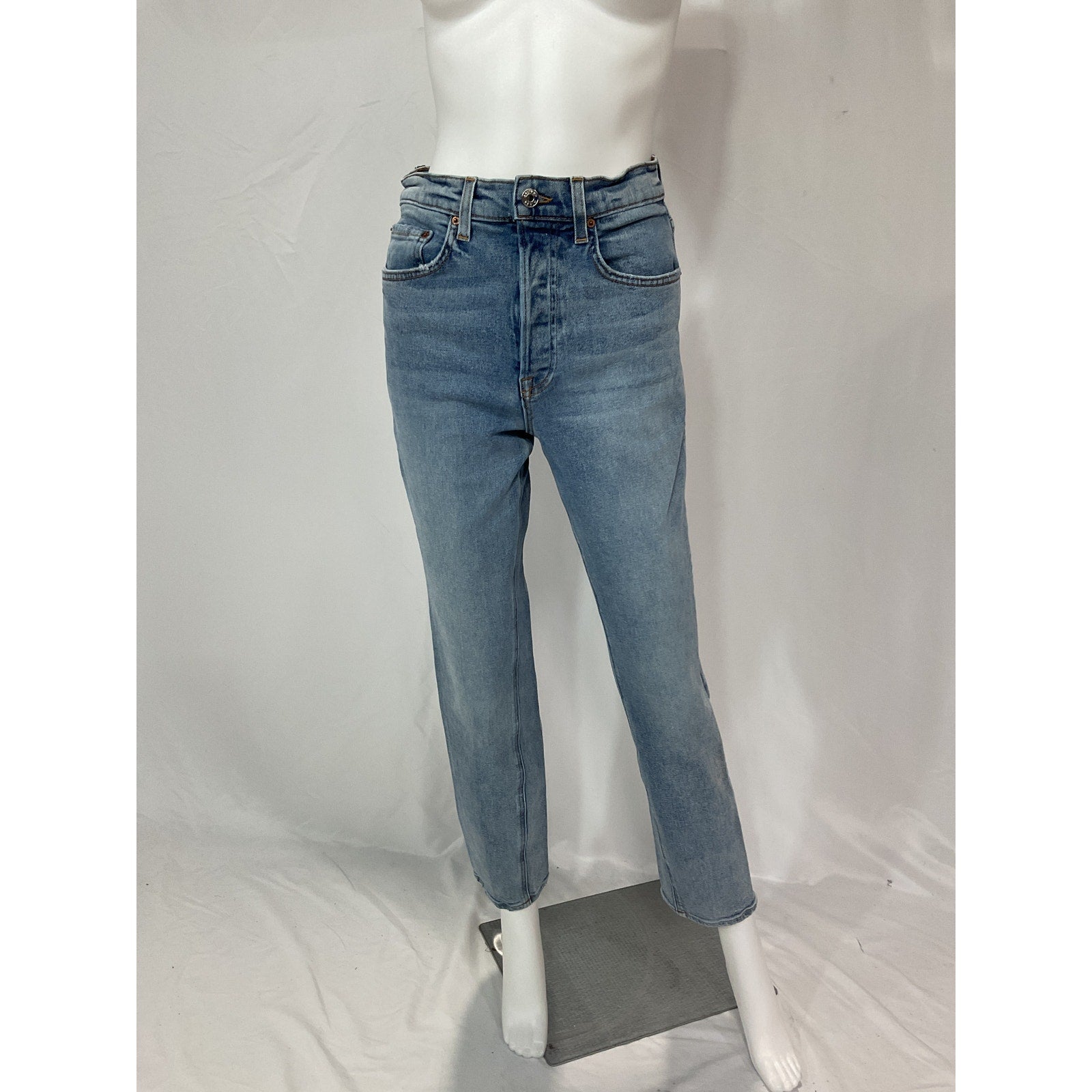 Grlfrnd 'Cassidy' Blue Mid Rise Straight Denim Jean Size 25