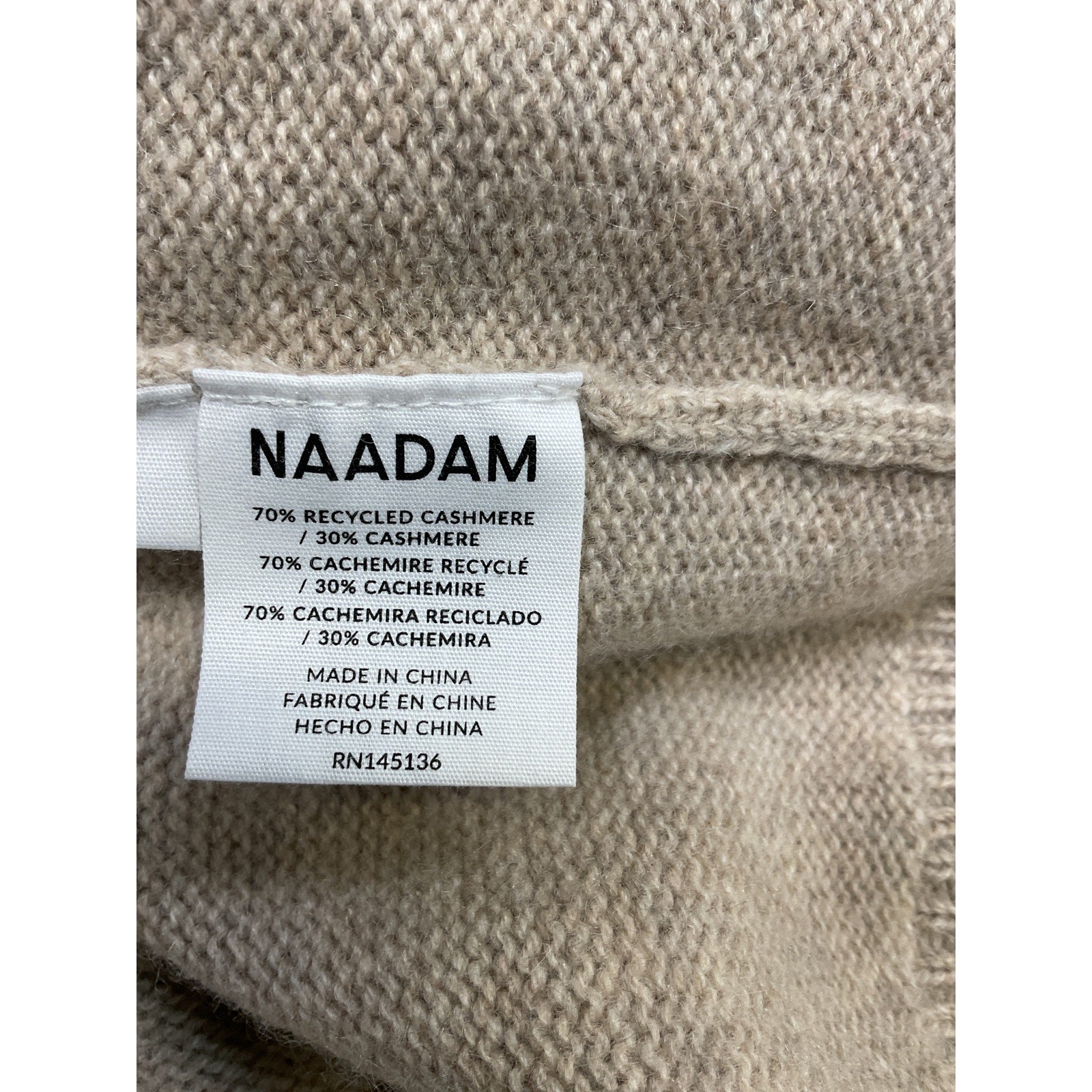 Naadam 'Recycled' Tan Cashmere Open Neck Polo Size XS