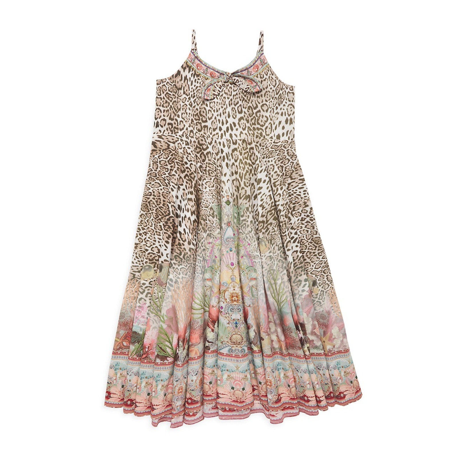 Camilla Little Girl'S & Tie Brown Cotton Front Maxi Dress Size 14