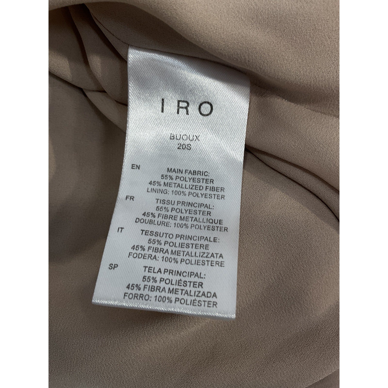 Iro 'Buoux' Pink Metallic Print Ruffle Flutter Sleeve V-Neck Mini A-Line Dress Size 4