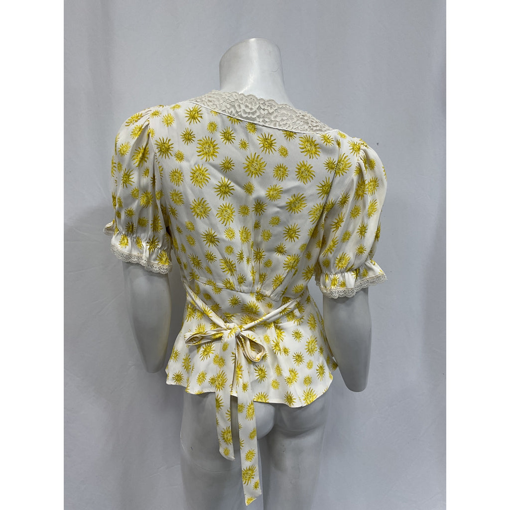 Rixo 'Selva' White Flora Print Top Size XS
