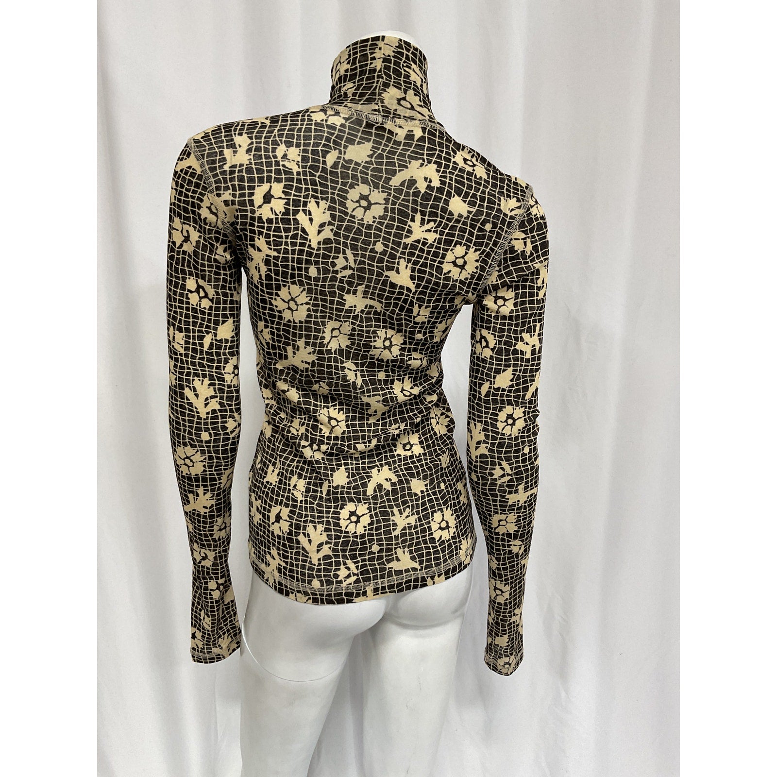 Nanushka 'Hanny' Black Floral Cut-Out Turtleneck Top Size M