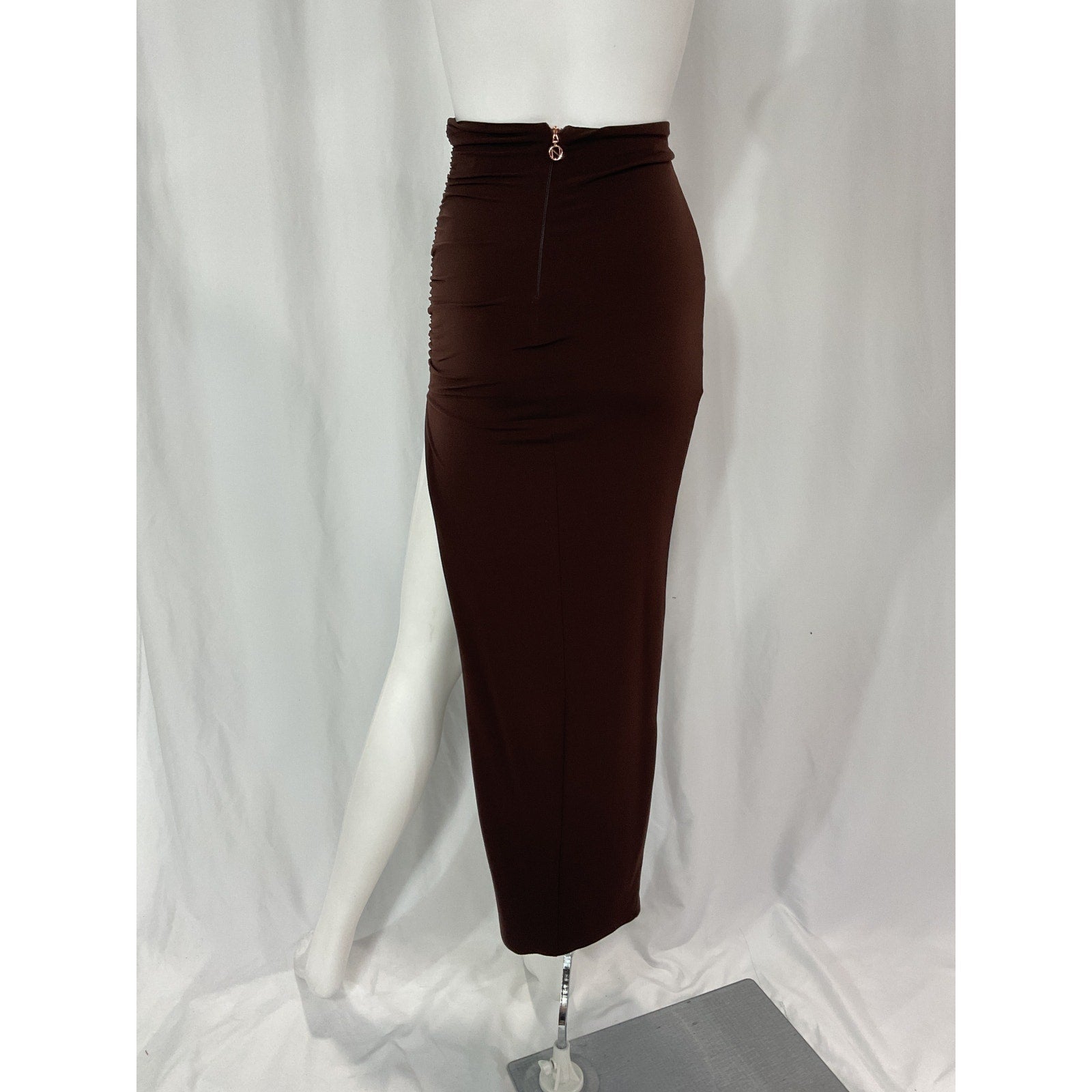 Nookie 'Aria' Brown Crepe Asymmetric Skirt Size XS