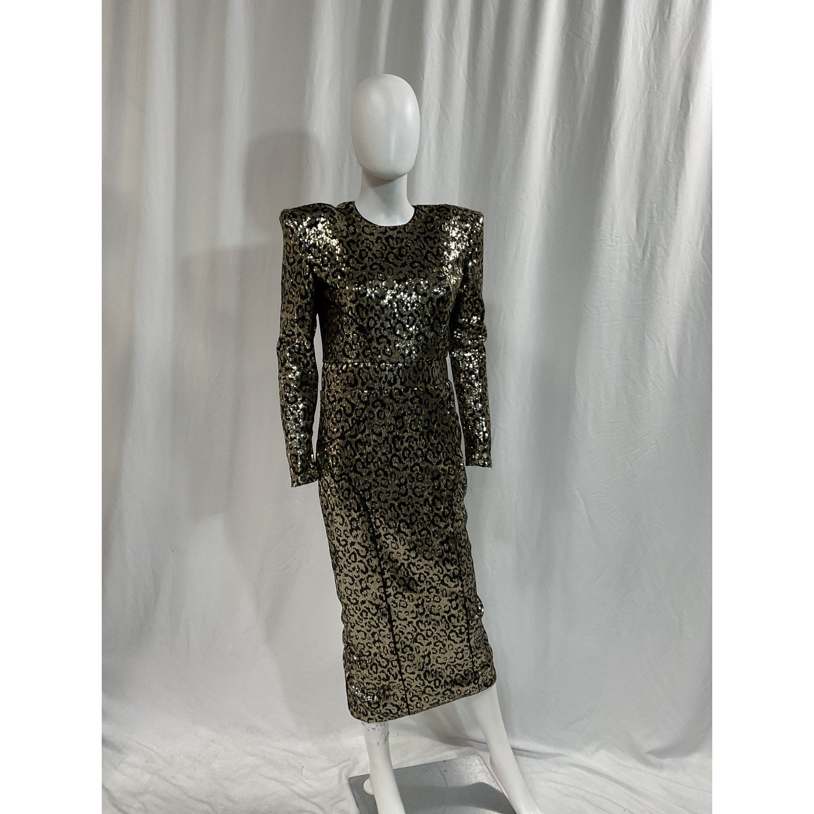 Zhivago 'Testimony' Gold Midi Sequin Embellished Back Vent Dress Size 8