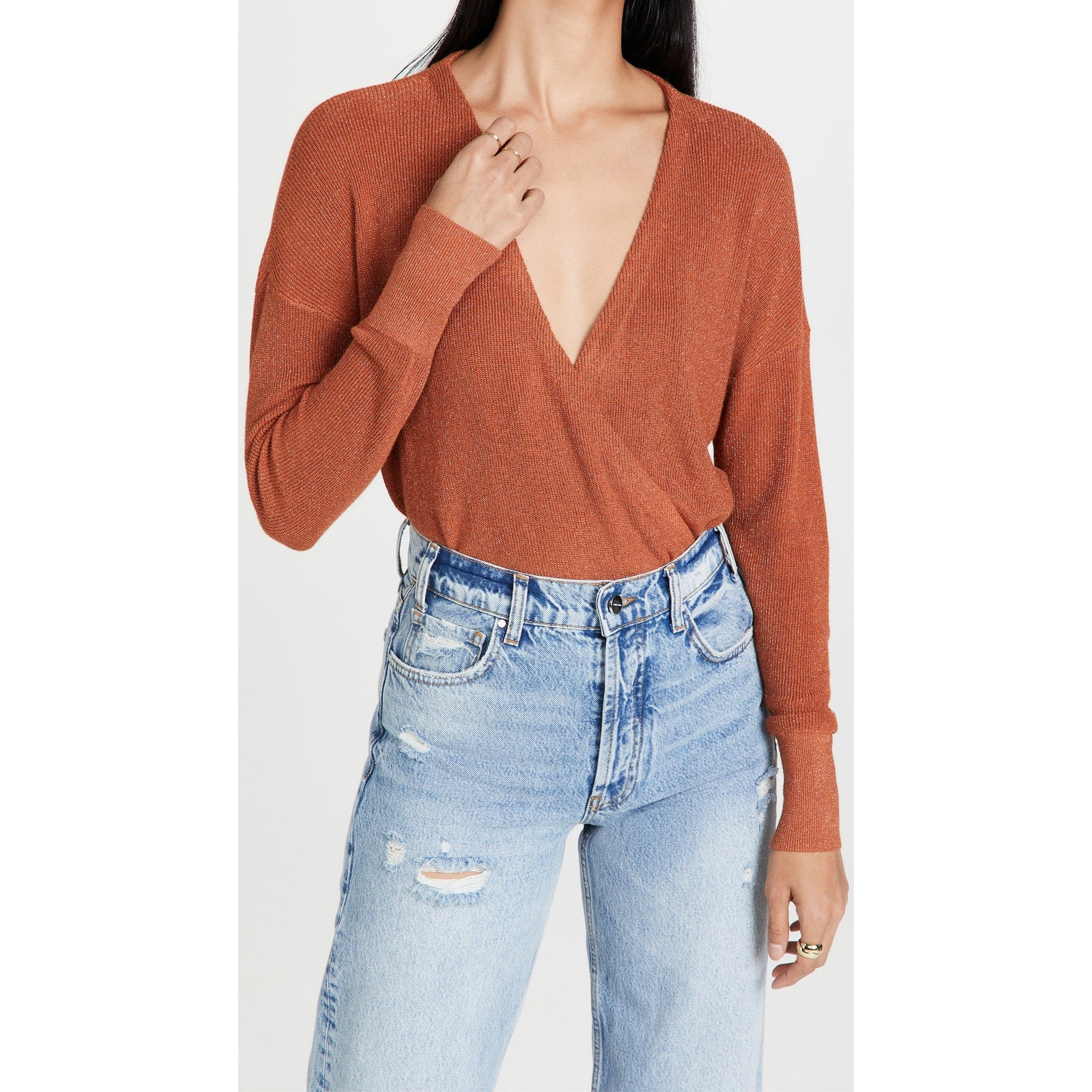 L'Agence 'Blair' Brown Crossover Pullover Size S