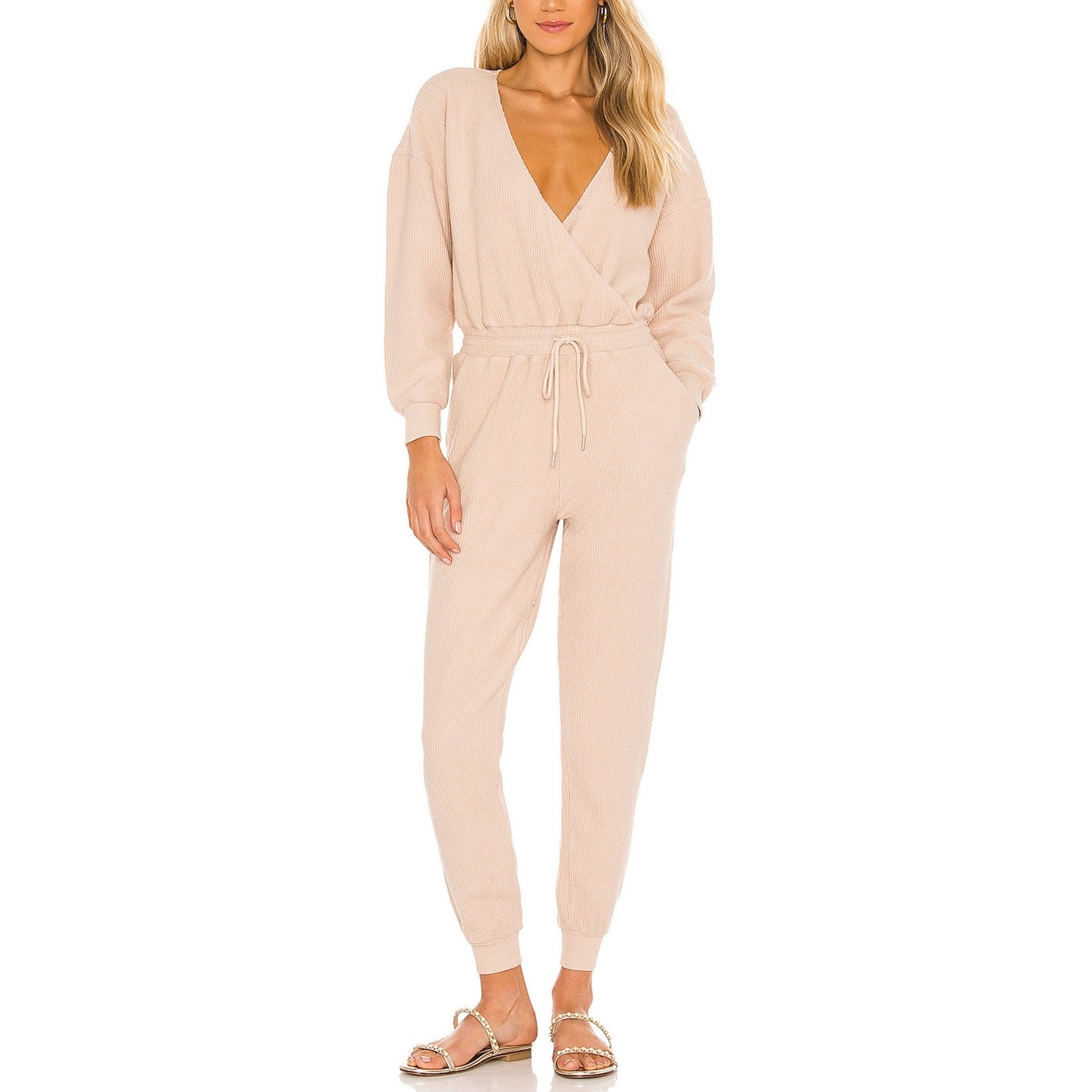 L*Space 'Coastin' White Baloon Sleeve Jumpsuit Romper Size M