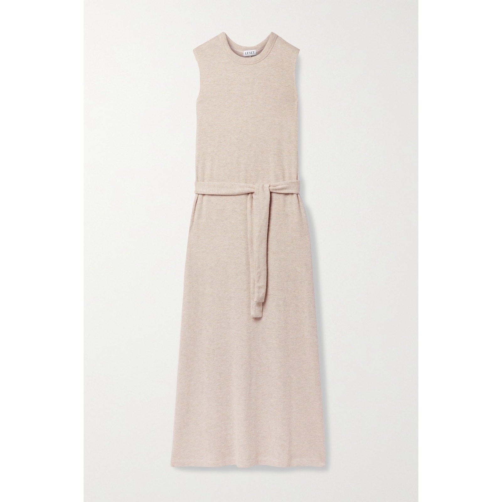 Leset 'Lori' Beige Brushed Stretch-Jersey V Neck Midi Dress Size XS