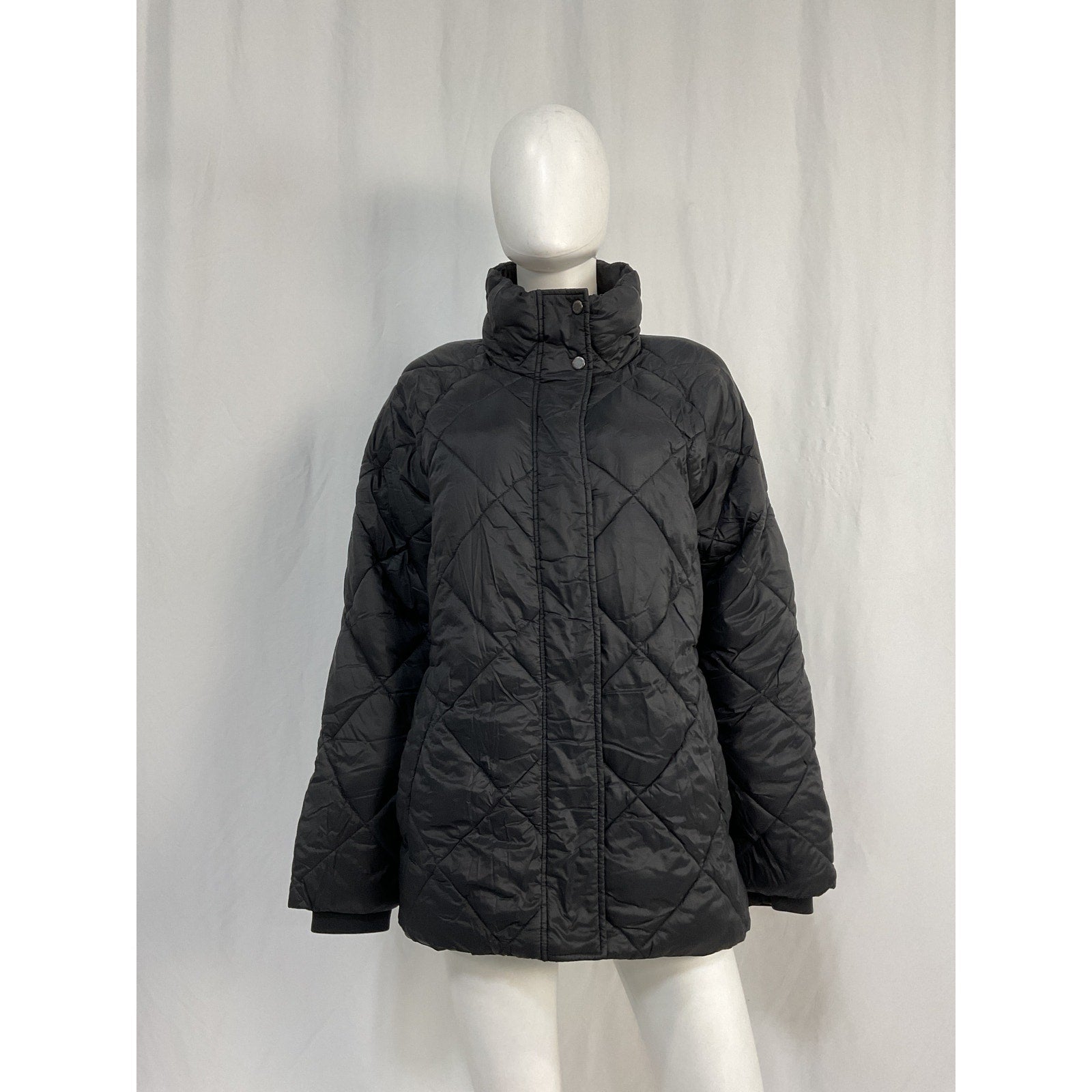 Barbour 'Hoxa' Black Polyamide Funnel Neck Quilted Coat Size 12