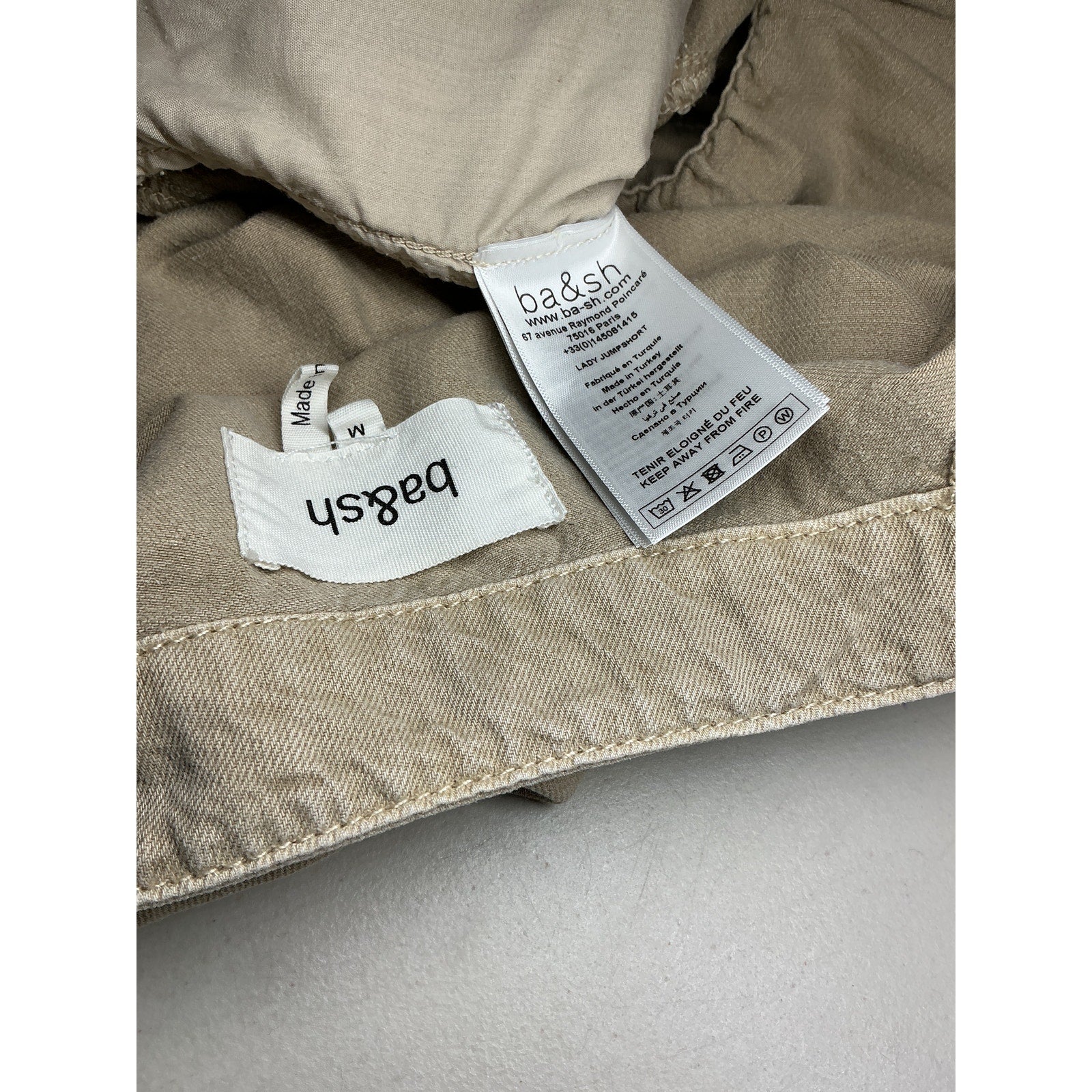 Ba&Sh 'Daquila' Beige Cotton Cuffed Romper Size M
