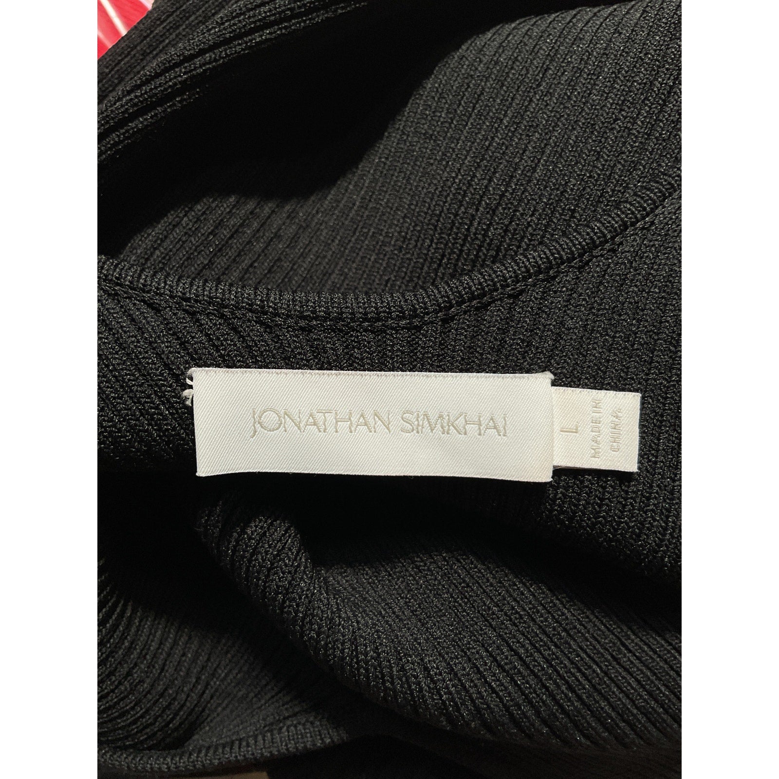 Simkhai 'Bella' Black Compact Rib Diamonte Mini Dress Size L