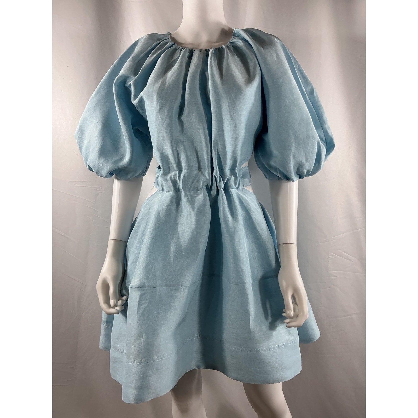 Aje 'Psychedelia' Blue Linen Cut Out Mini Dress Size 12