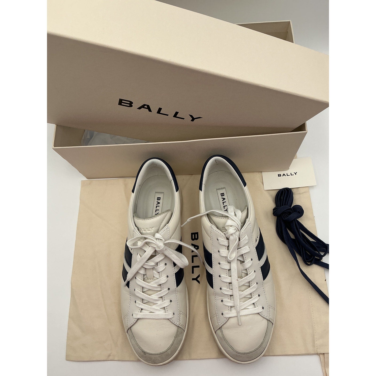 Bally 'Tyger' White Leather Low Top Sneakers Size 9.5