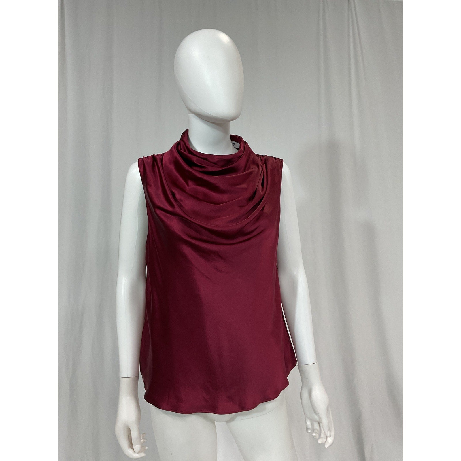 Aiifos 'Leah' Pink Mock Neck Charmeuse Blouse Size L
