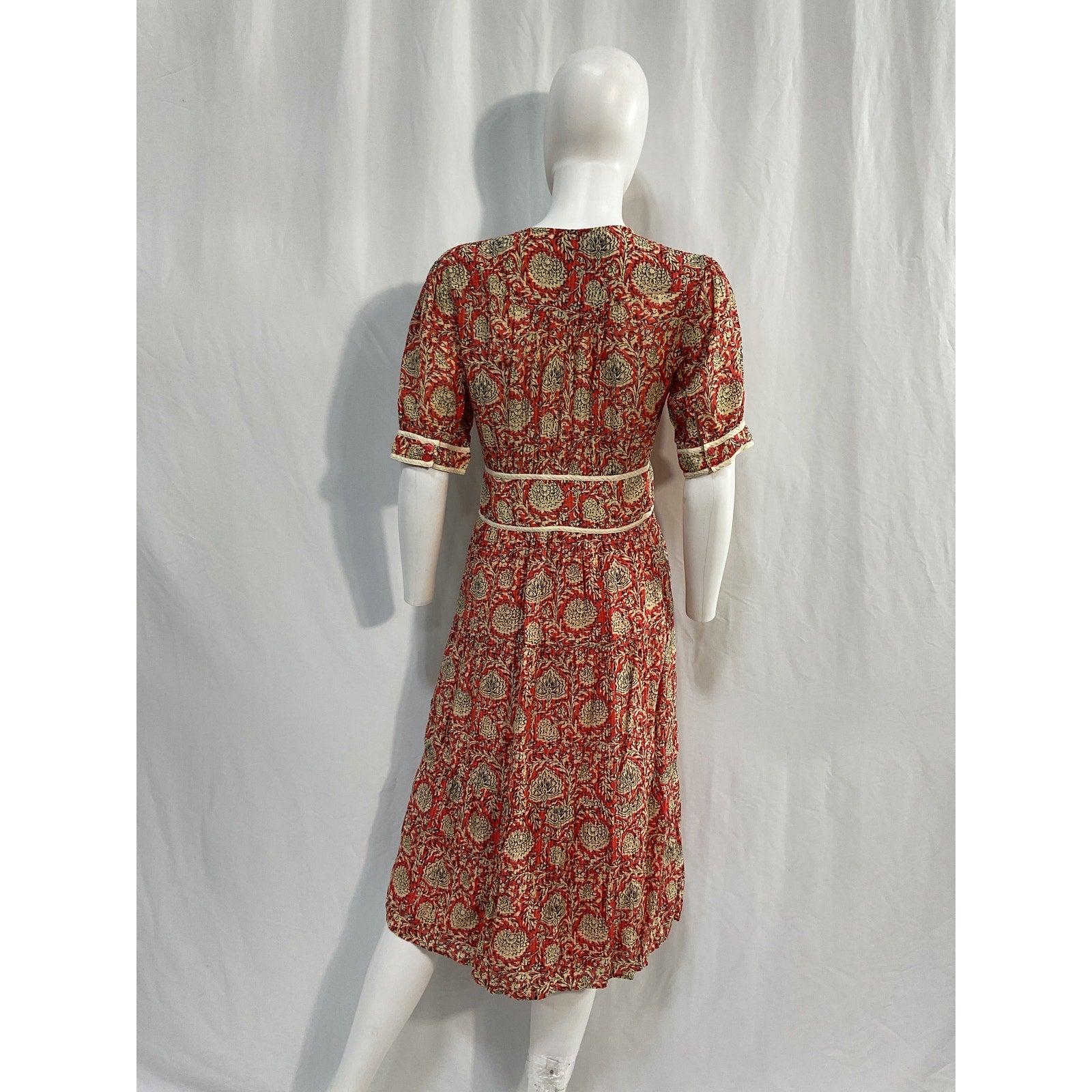 Ba&Sh 'Plume' Red Viscose Printed Midi Dress Size 1