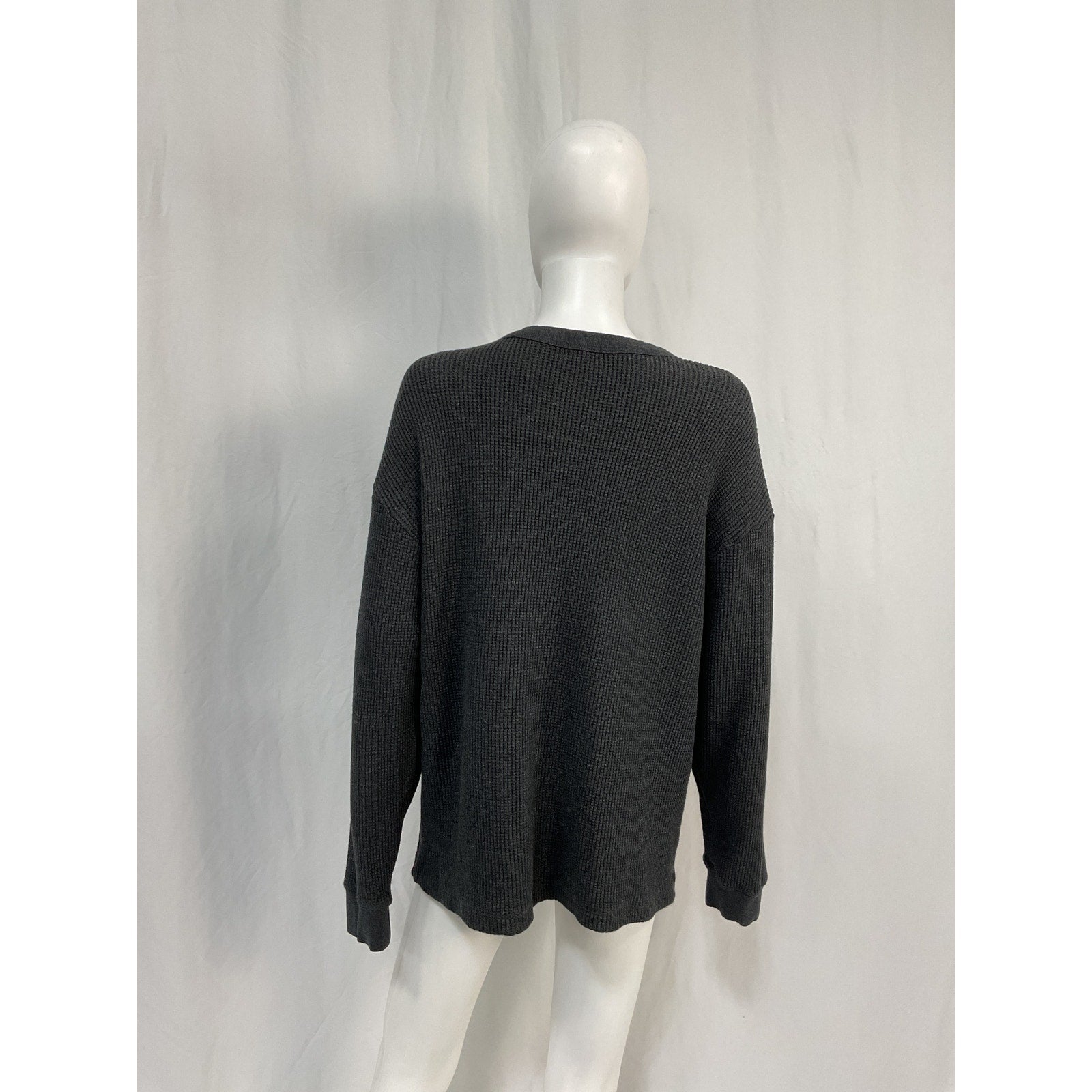 Donni. 'Thermal' Grey Cotton Crewneck Sweater Size L