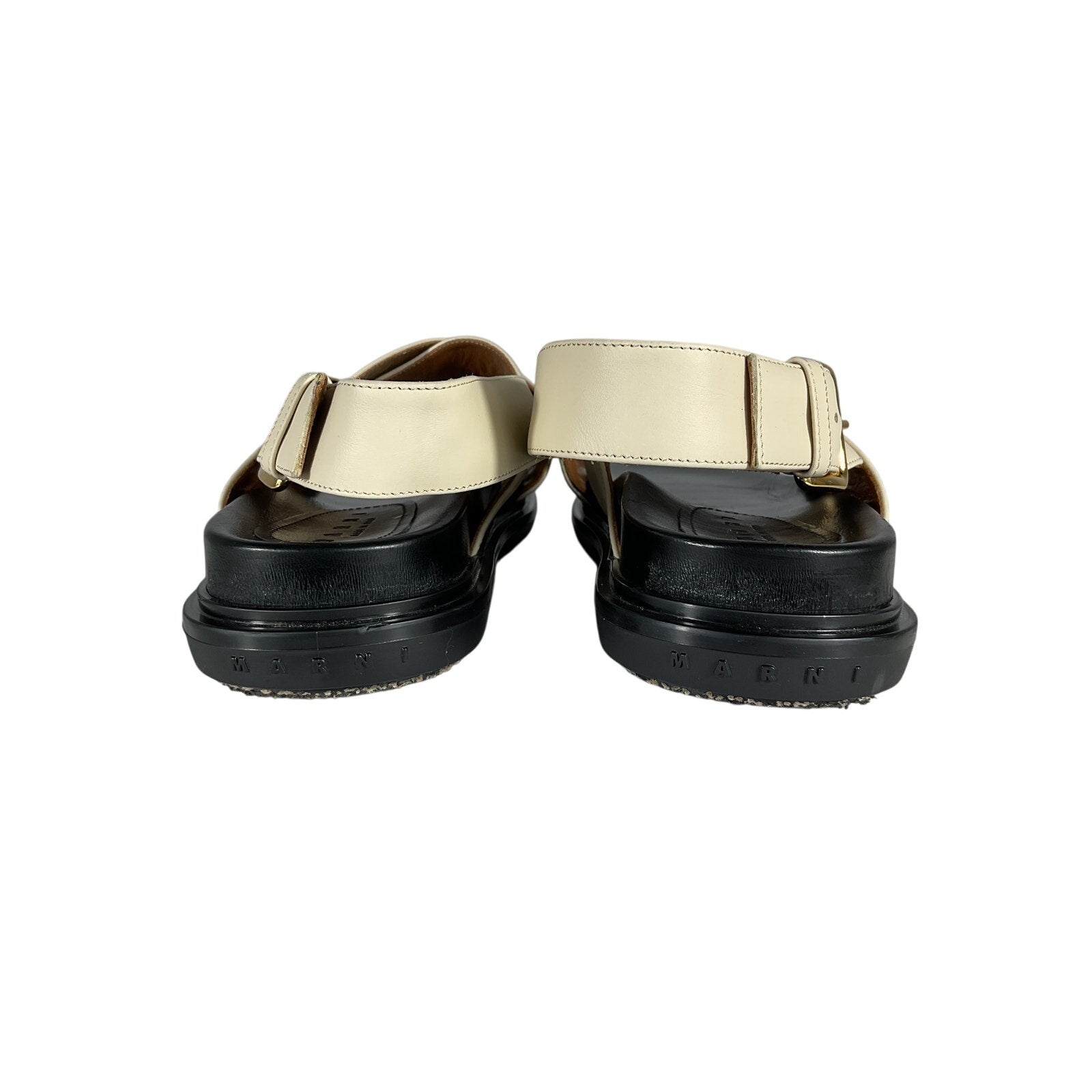 Marni Black Calfskin Leather Fussbett Sandals Size 9
