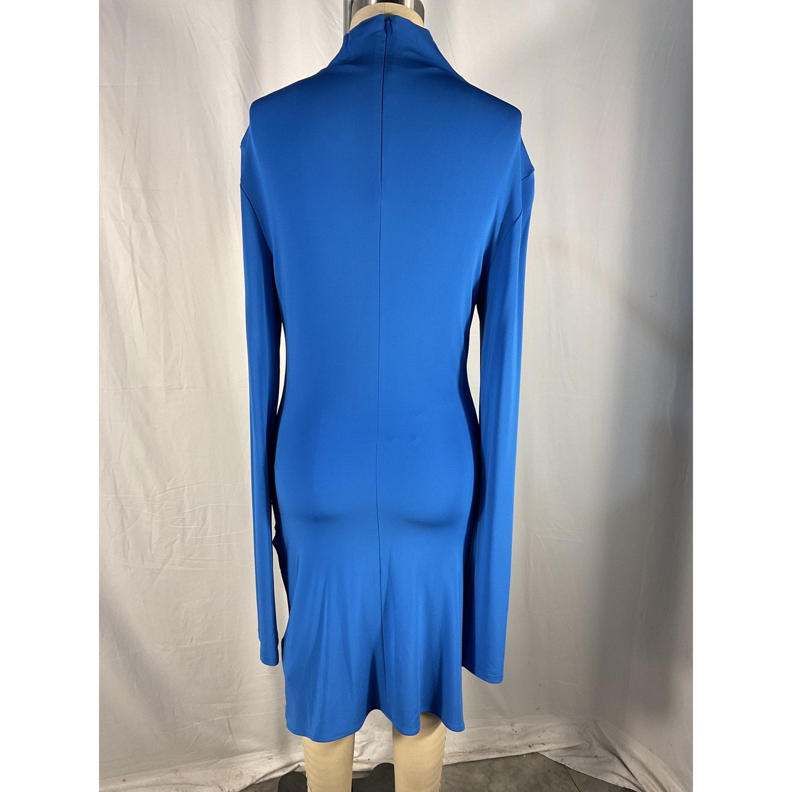Off-White Twist-Front Blue Viscose Printed Jersey Mini Dress Size 42