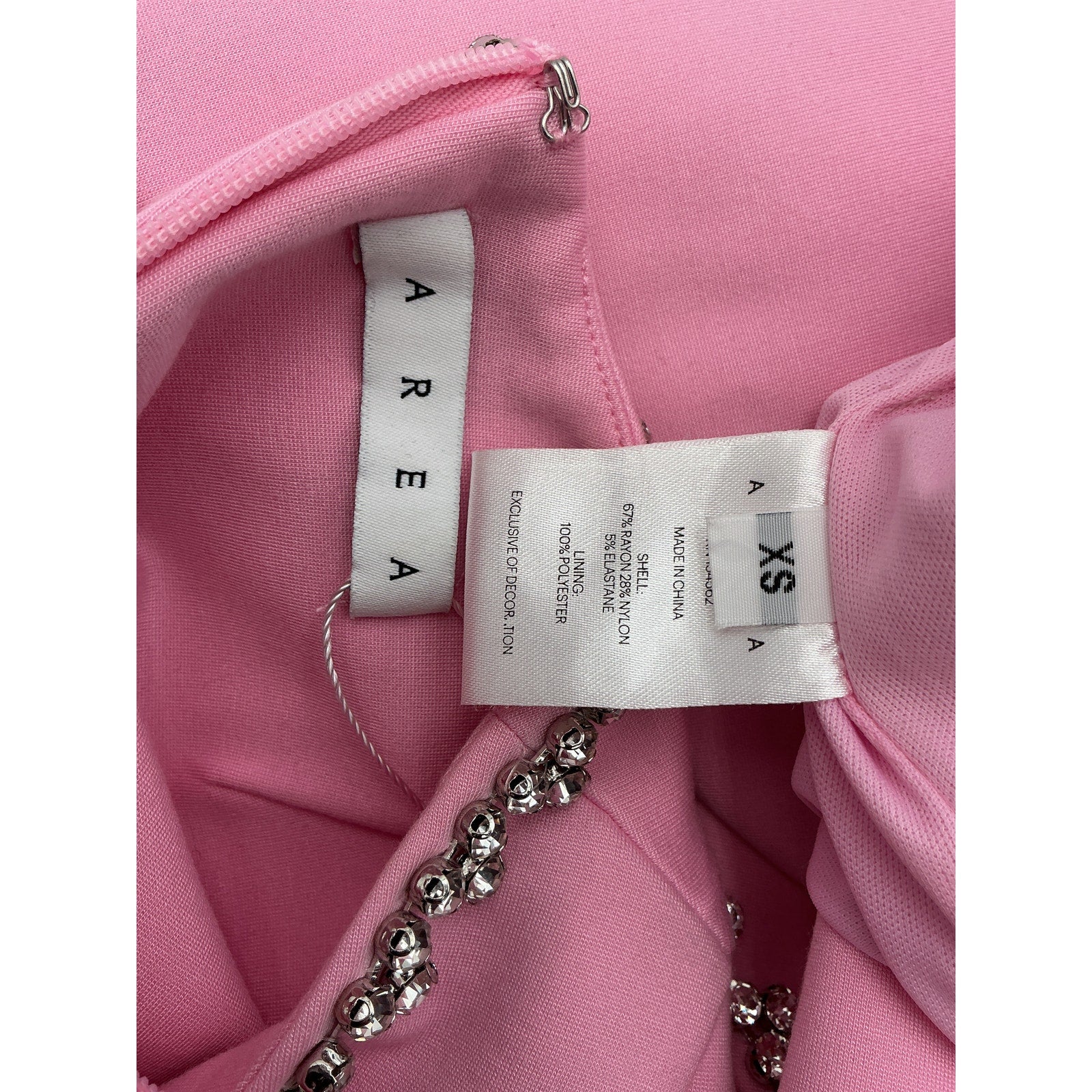 Area Crystal Heart Pink Rayon Back Dress Size XS