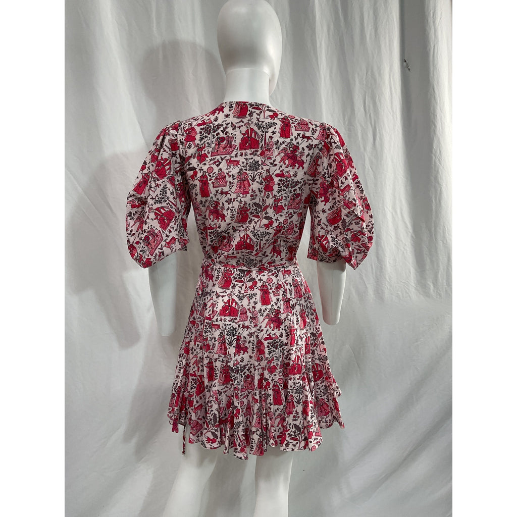Rhode 'Claudine' Pink Wrap Short Sleeve Mini Dress Size XS