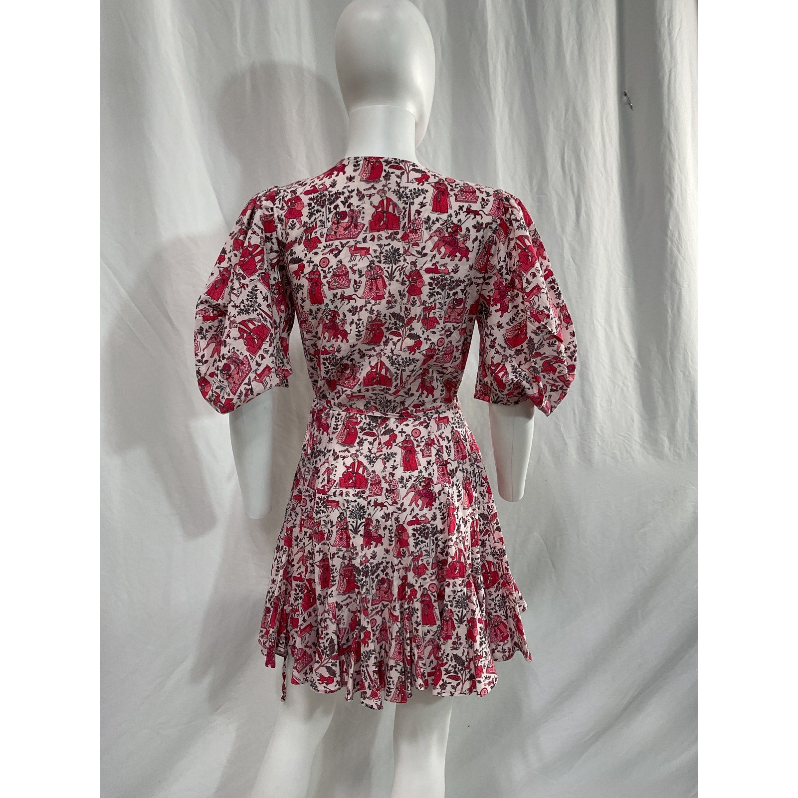 Rhode 'Claudine' Pink Wrap Short Sleeve Mini Dress Size XS