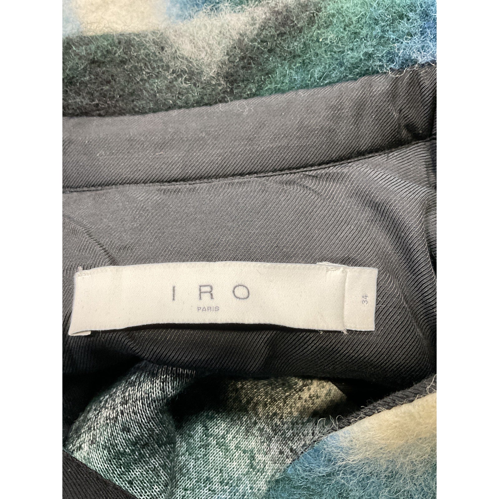 Iro 'Harwel' Blue Wool Printed Shirt Jacket Size 34