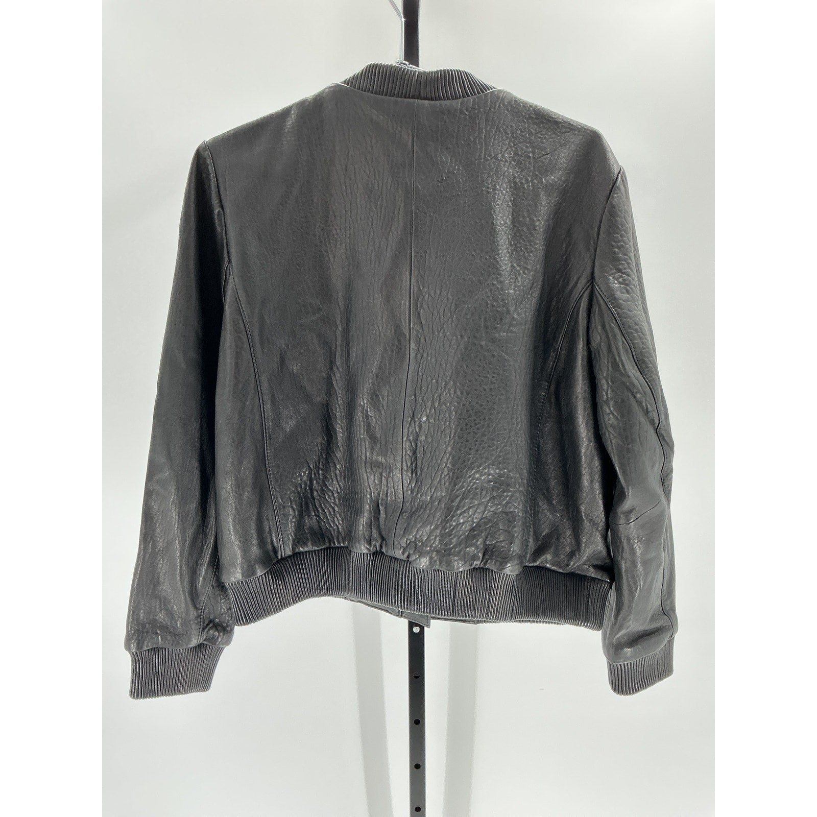 Muubaa Black Leather Bomber Jacket Size 12