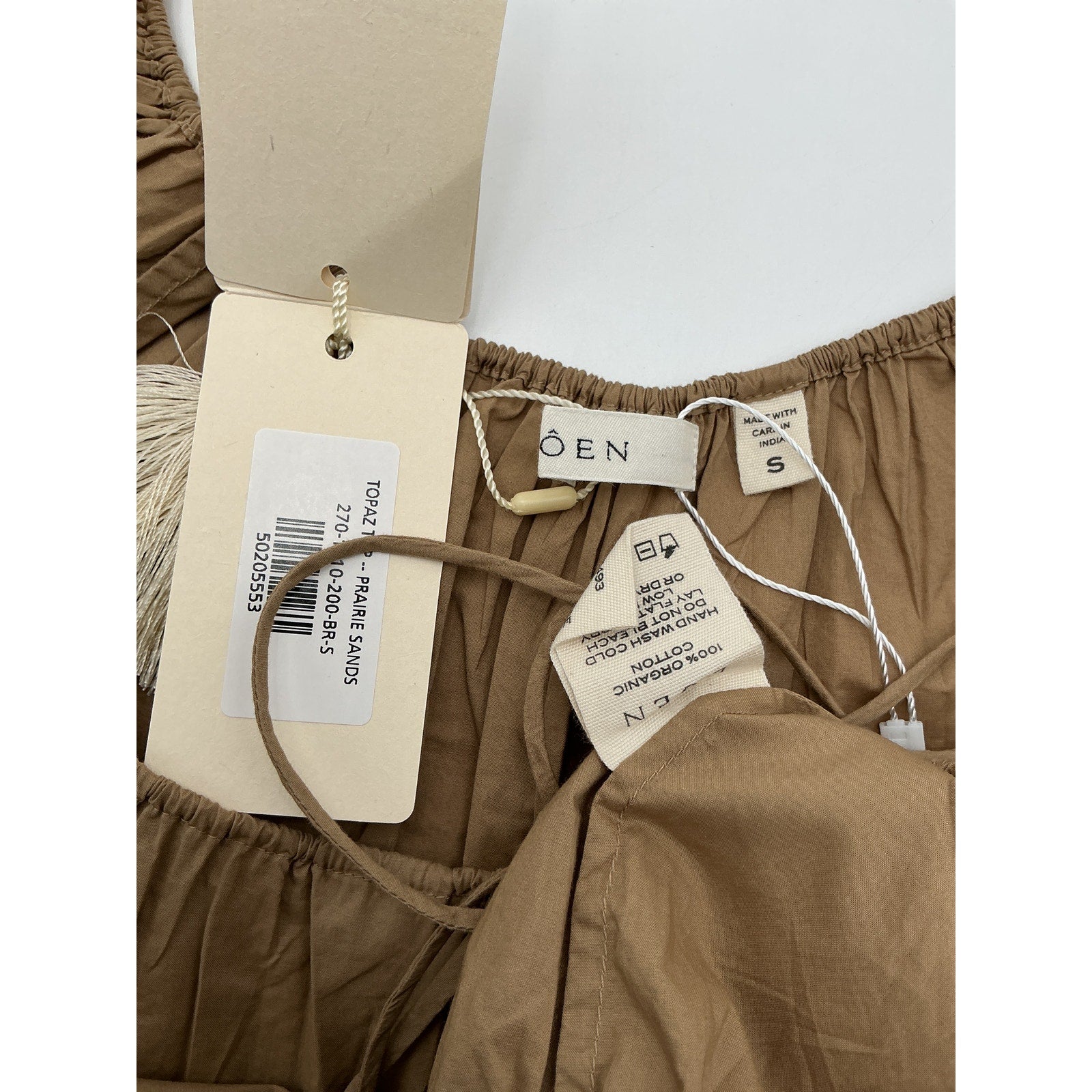 D�en 'Topaz' Tan Cotton Top Size S - NWT