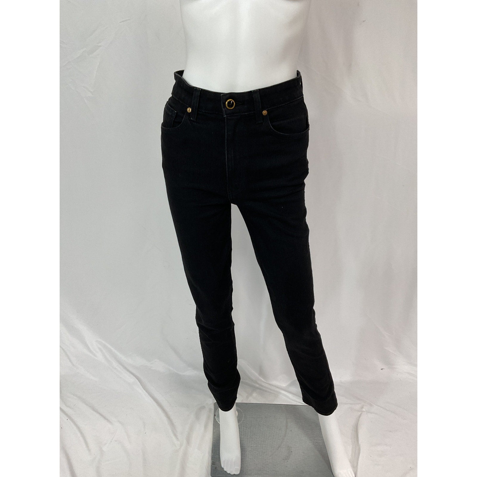 Khaite 'Vivian' Black Mid-Rise Straight-Leg Denim Jeans Size 26