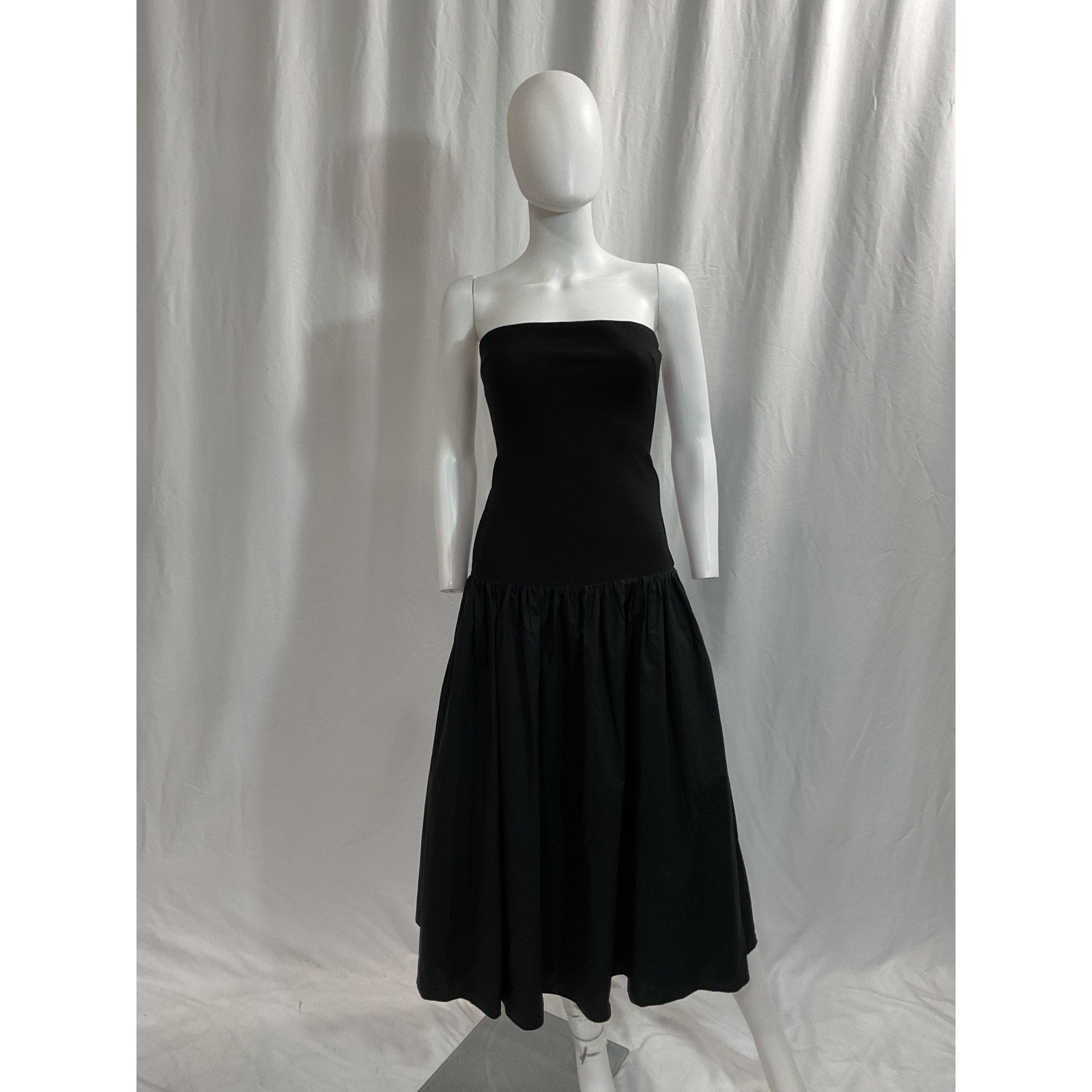 Nicholas 'Jaxon' Black Drop Waist Broomstick Pleated Poplin Skirt Size 4