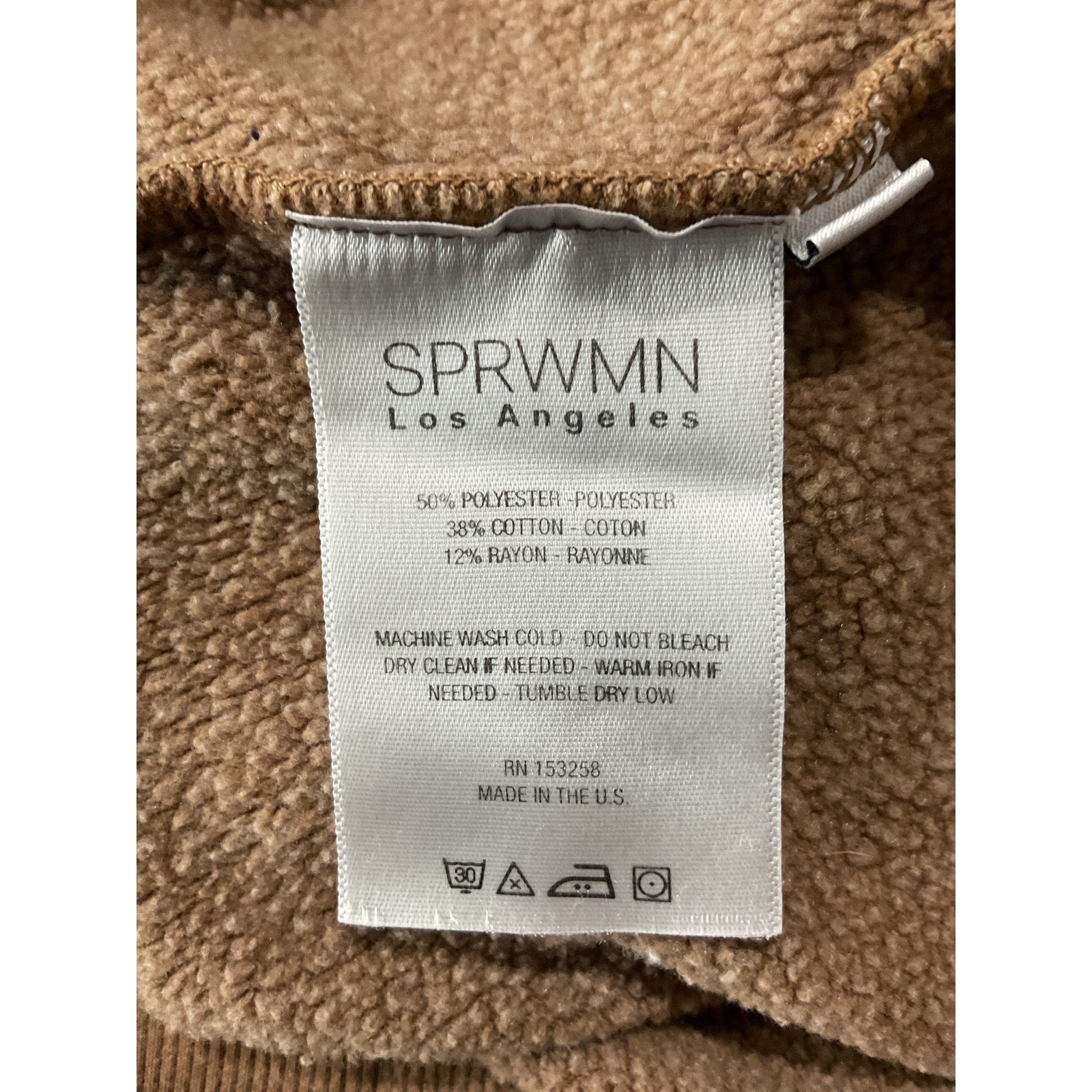 Sprwmn 'Camel' Brown Cotton Tri-Blend Tiny Logo Sweatshirt Size M