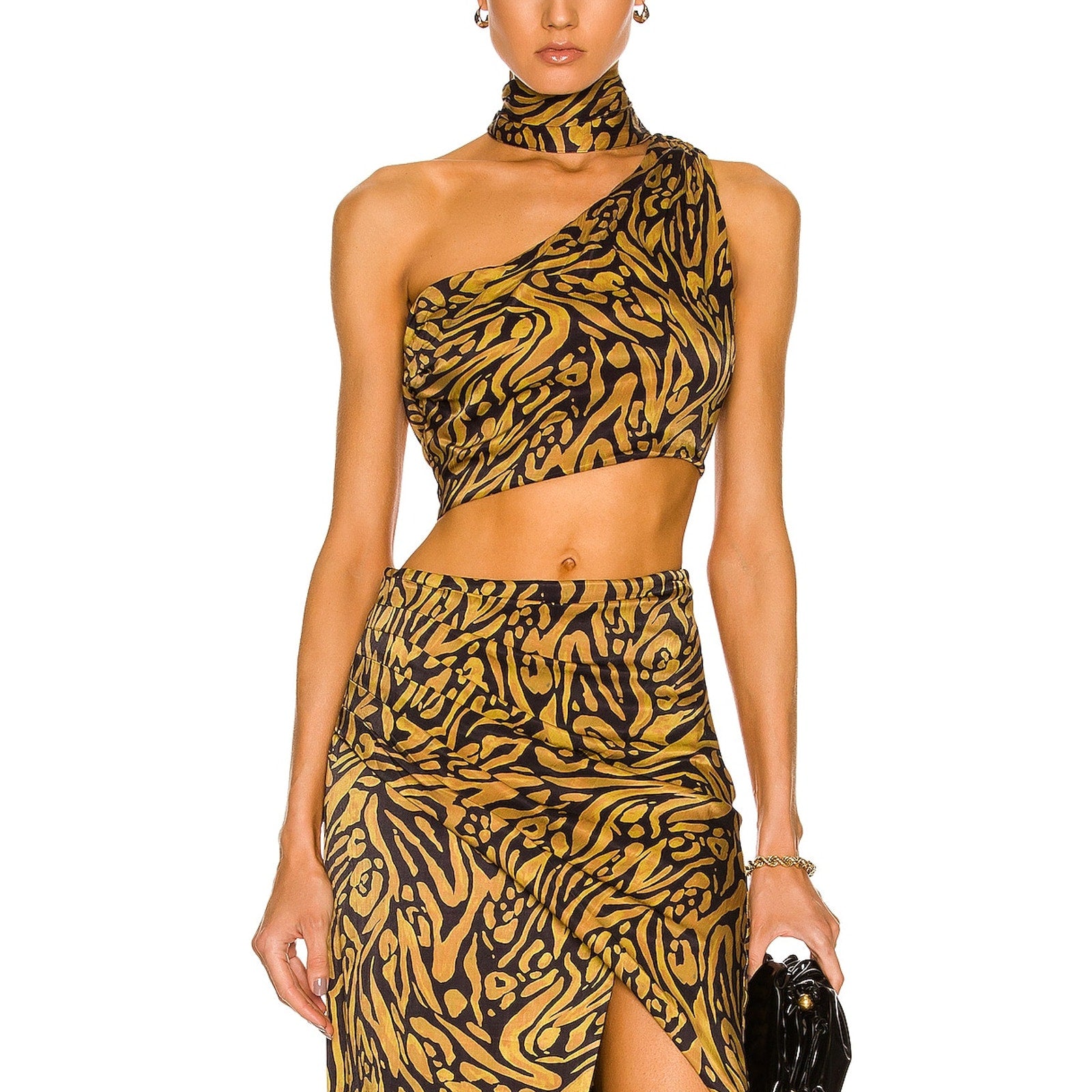Nicholas 'Fraya' Gold One Piece Shoulder Crop Top Size 8