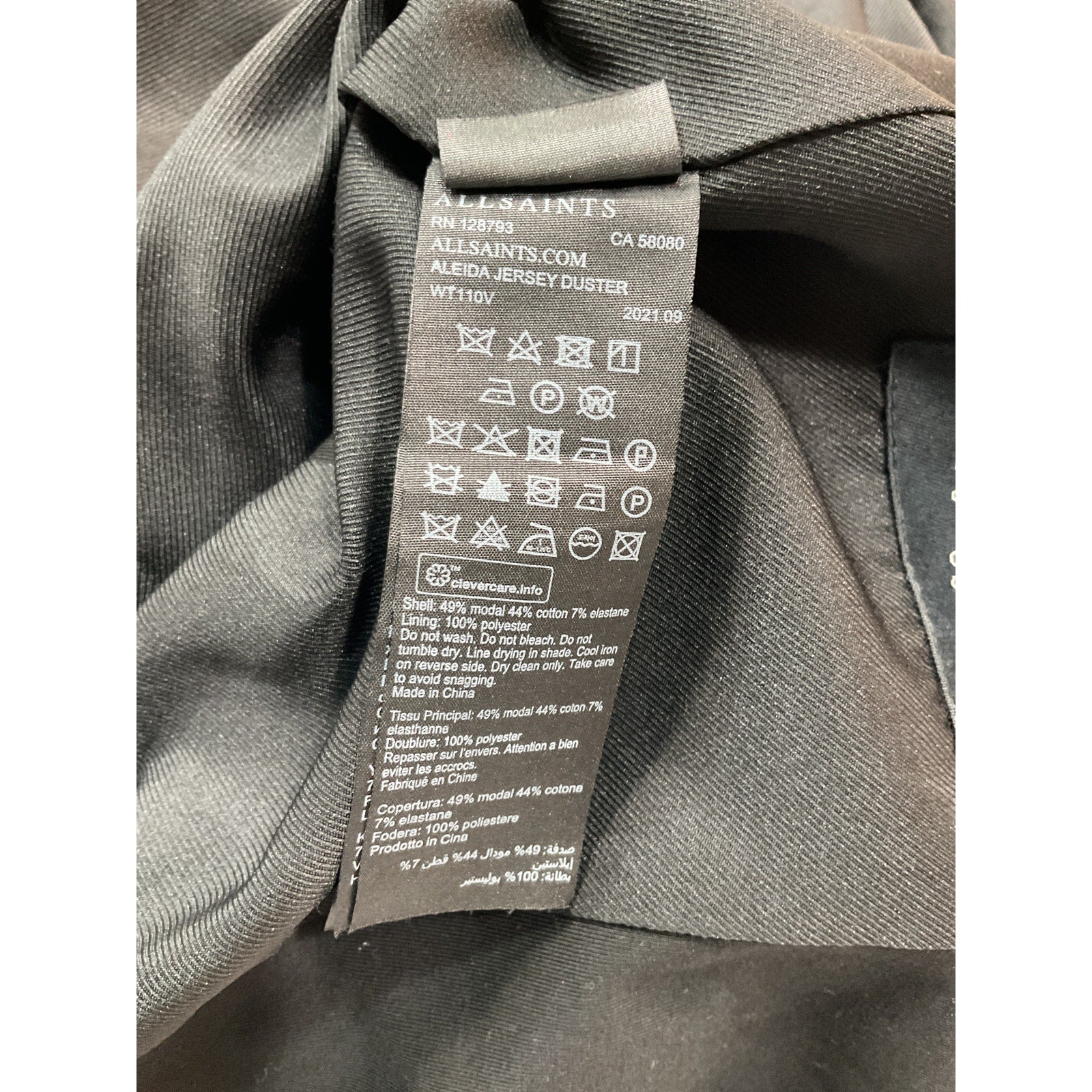 Allsaints 'Aleida' Black Jersey Duster Blazer Size 2