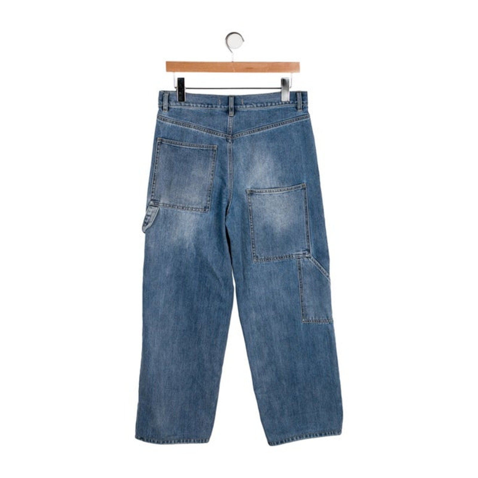 Tibi High-Rise Blue Wide Leg Denim Jeans  Size S