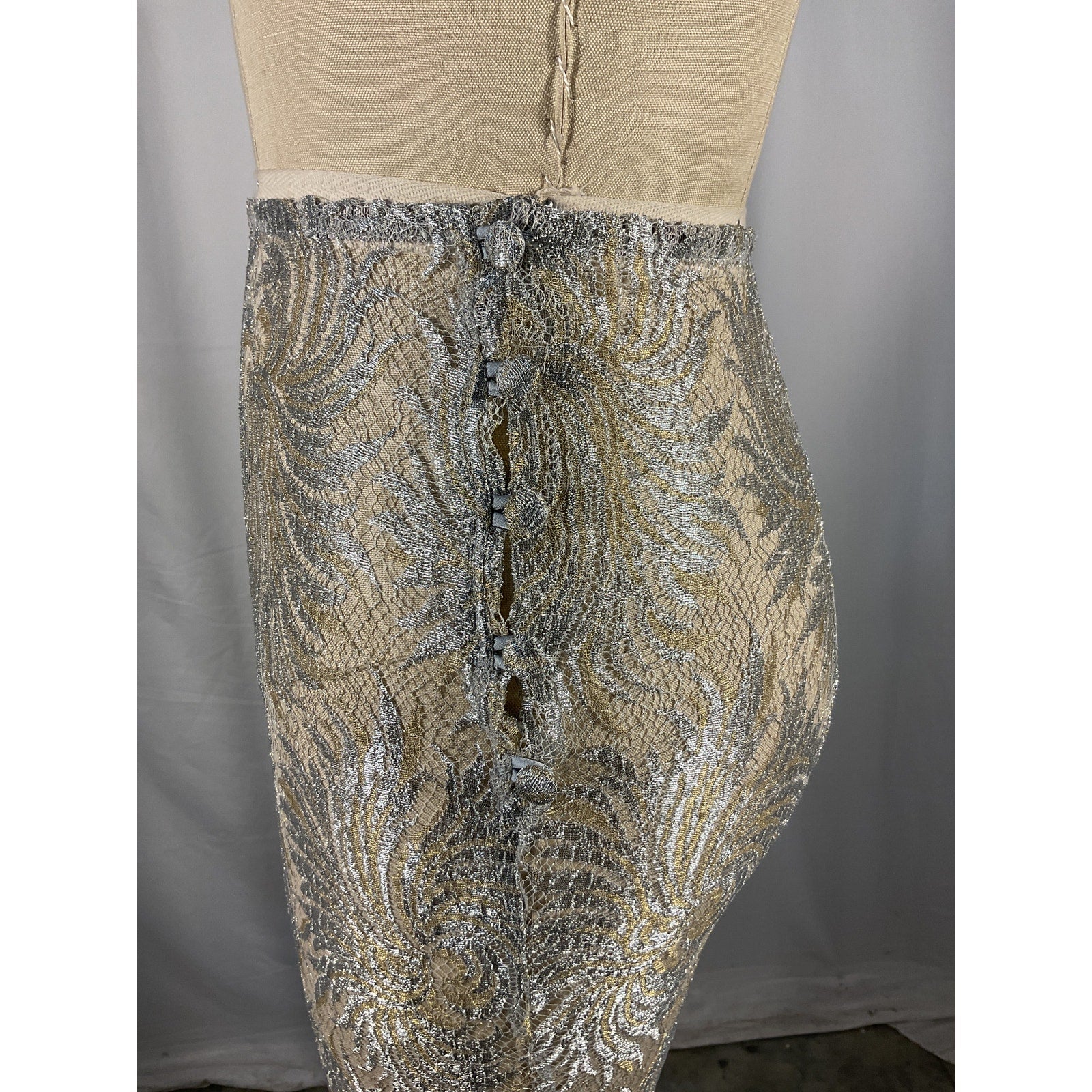 Coperni Lace Flared Silver Polyamide Trouser Size 36