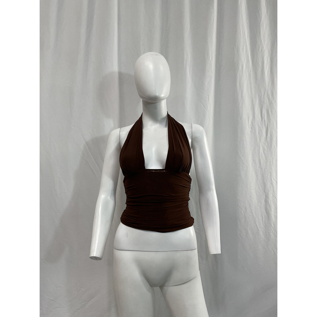 Ser.O.Ya 'Bimini' Brown Mesh Halter Top Size XS