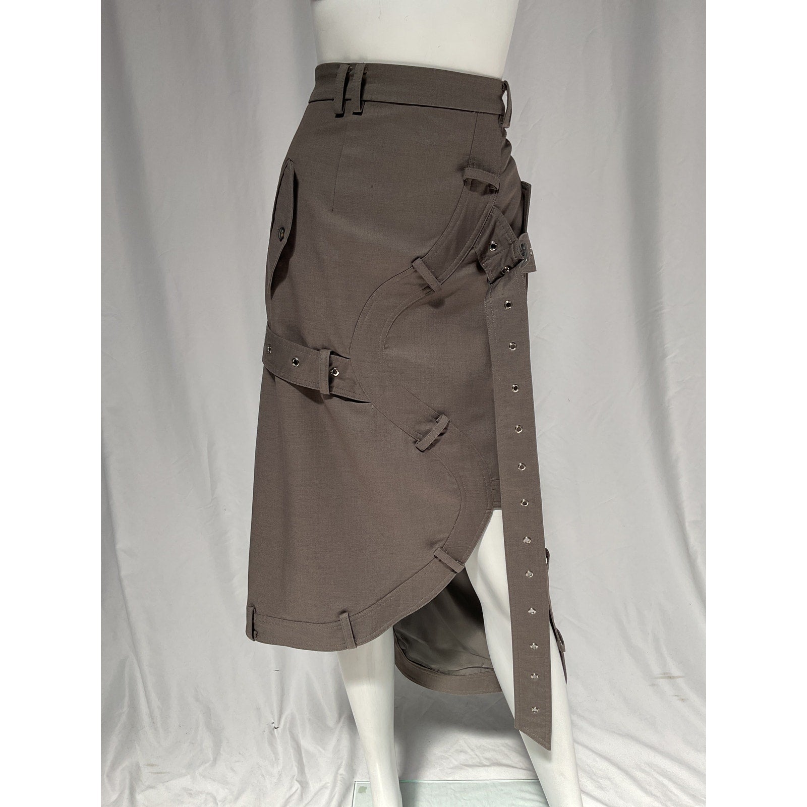 Rokh 'Asymmetric' Gray Belted Skirt Size 6