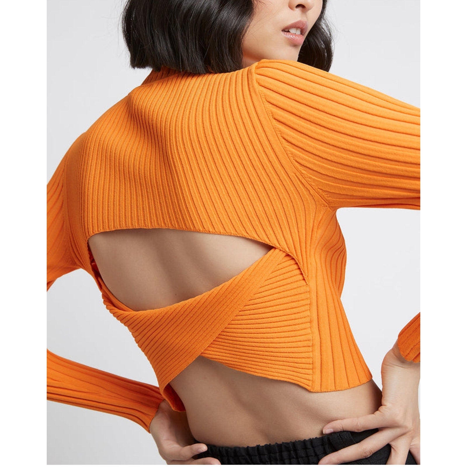 Aje 'Edner' Gold Cropped Knit Open Back Top Size XS