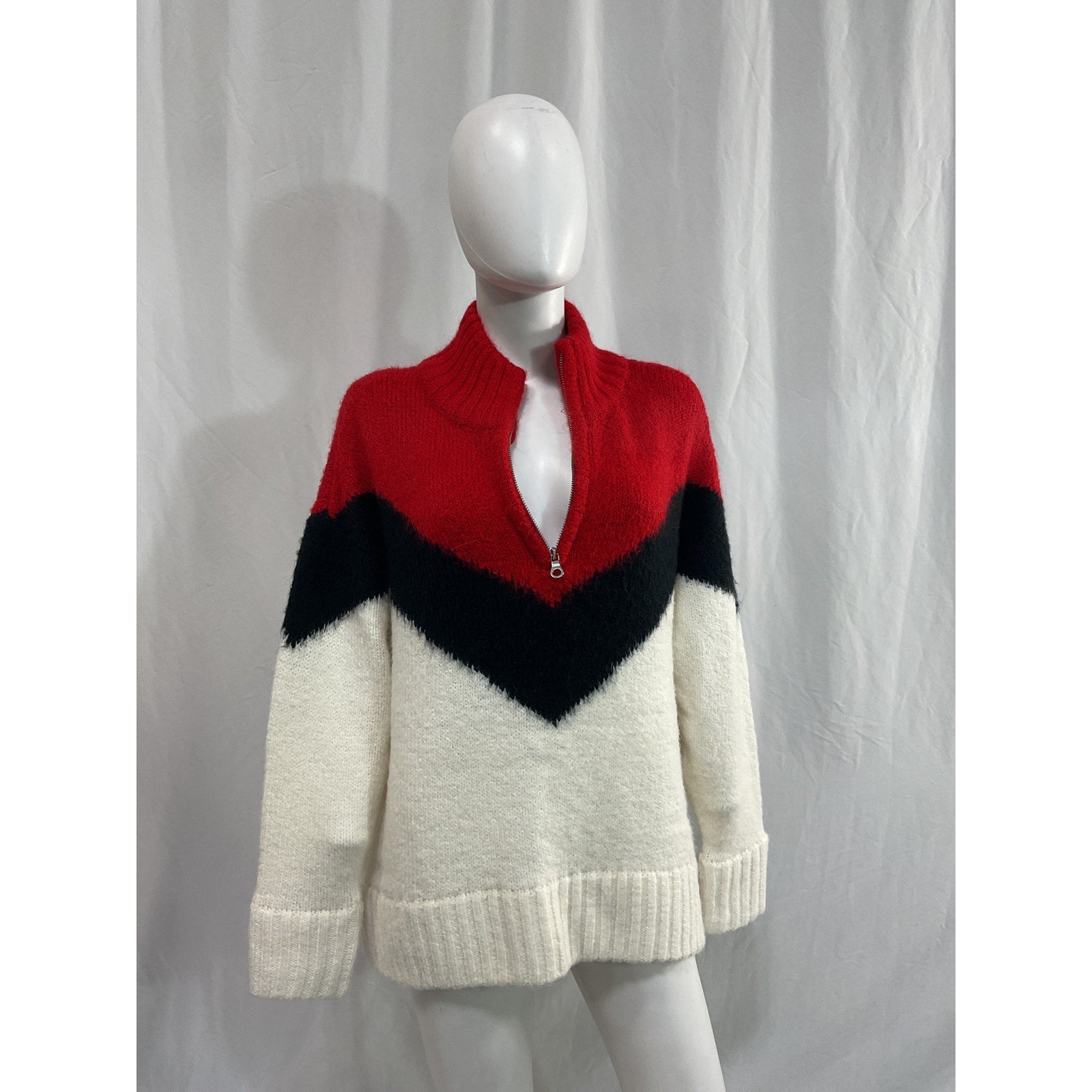 Pistola 'Maribel' Red Quarter Zip Pullover Sweater Size S