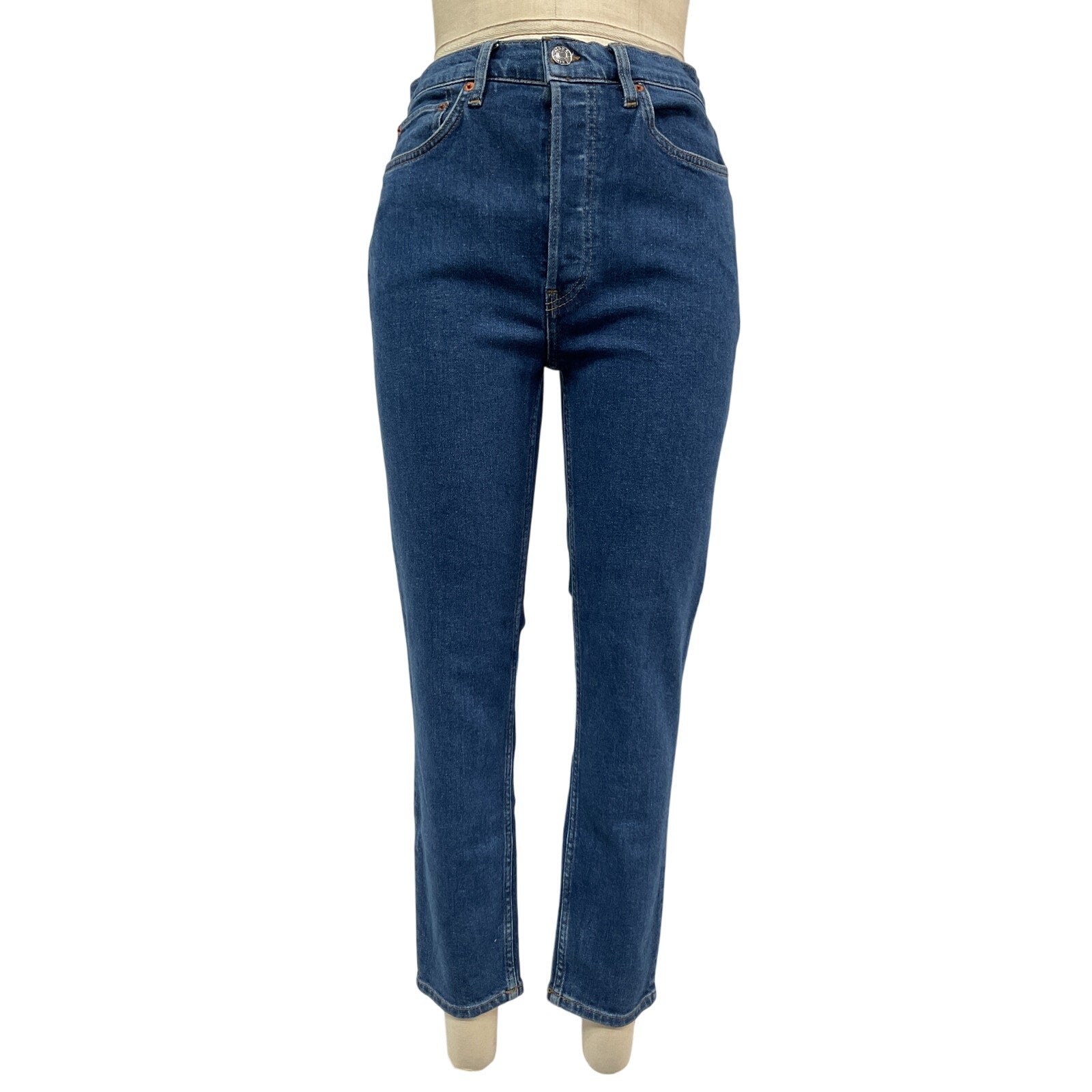 Re/Done '90S' Blue Cotton High-Rise Ankle Cropped Jeans Size 29 - NWT