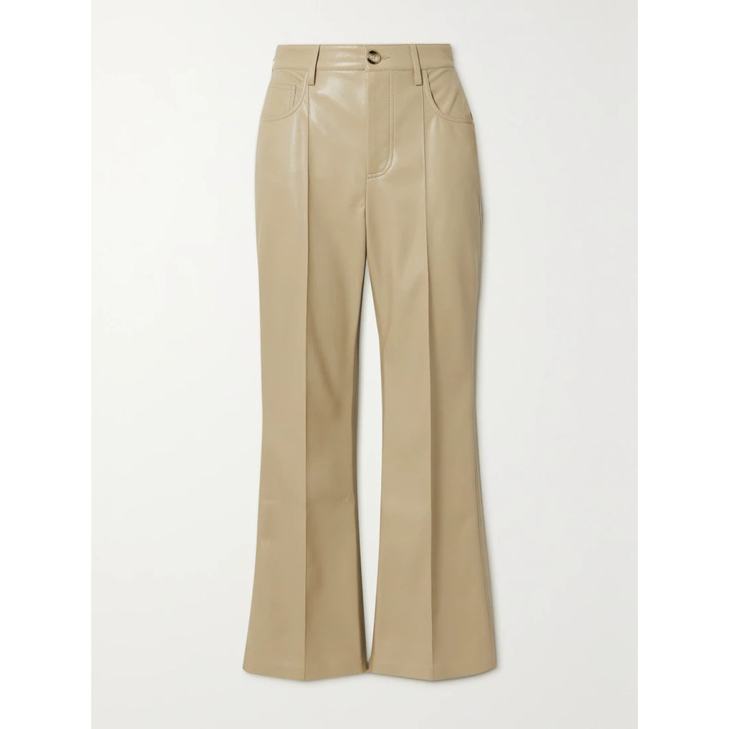Nanushka 'Zoey' Beige Polyester Cropped Flared Pants Size XS