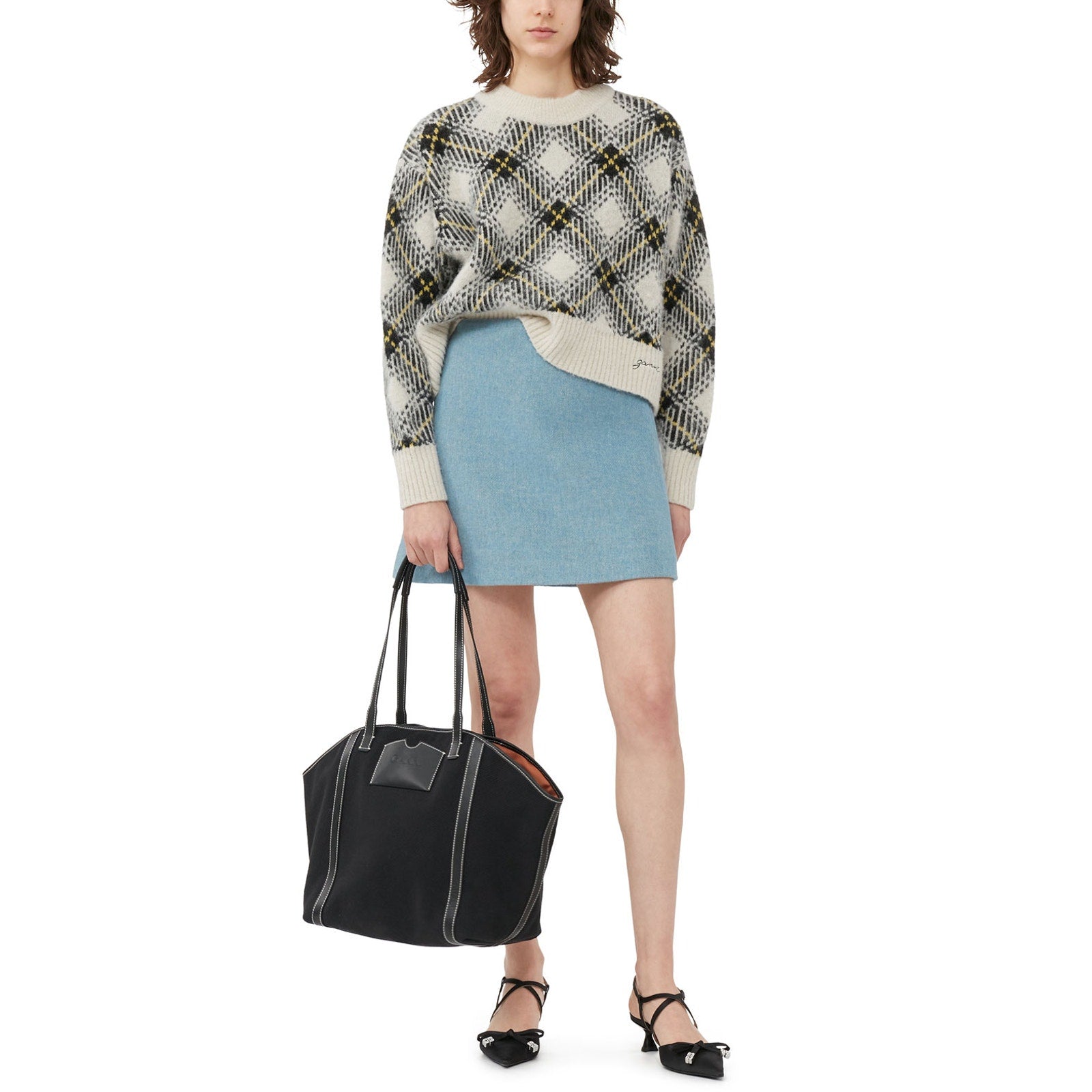 Ganni 'Twill' Blue Wool Suiting Mini Skirt Size 36