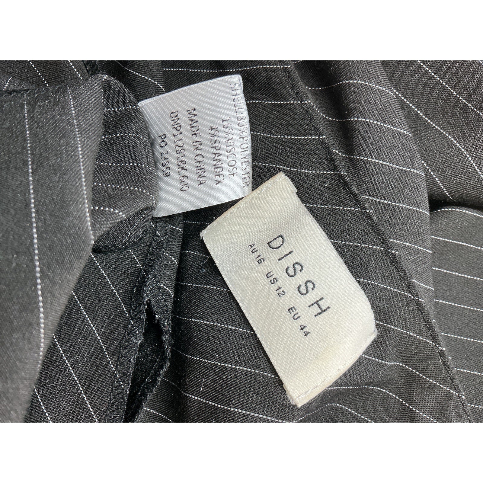 Dissh 'Diego' Black Polyester Pinstripe Maxi Dress Size 12