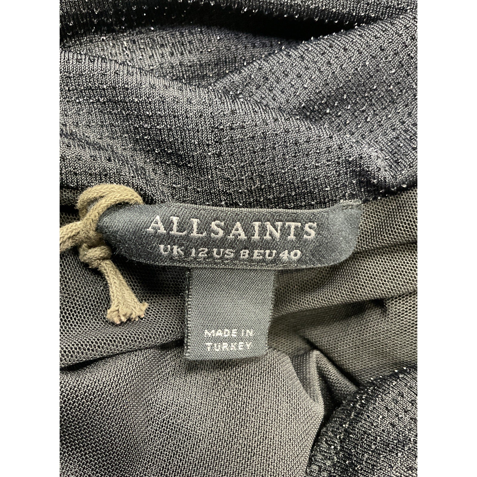 Allsaints 'Delta Shimmer' Black Off Shoulder Dress Size 8 - NWT