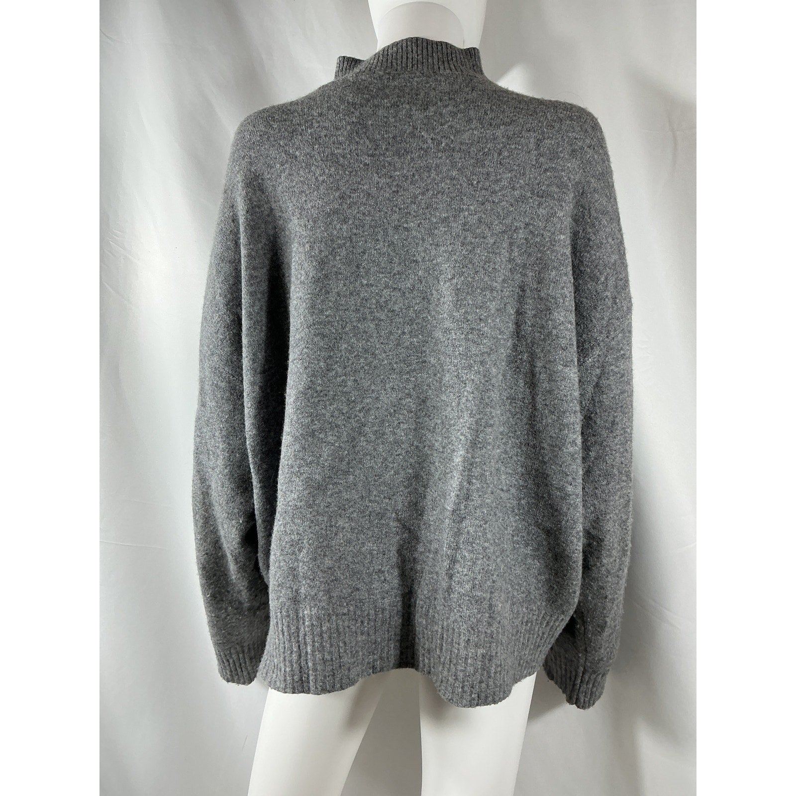 Allsaints 'Asha' Grey Wool Oversize Mock Neck Sweater Size M
