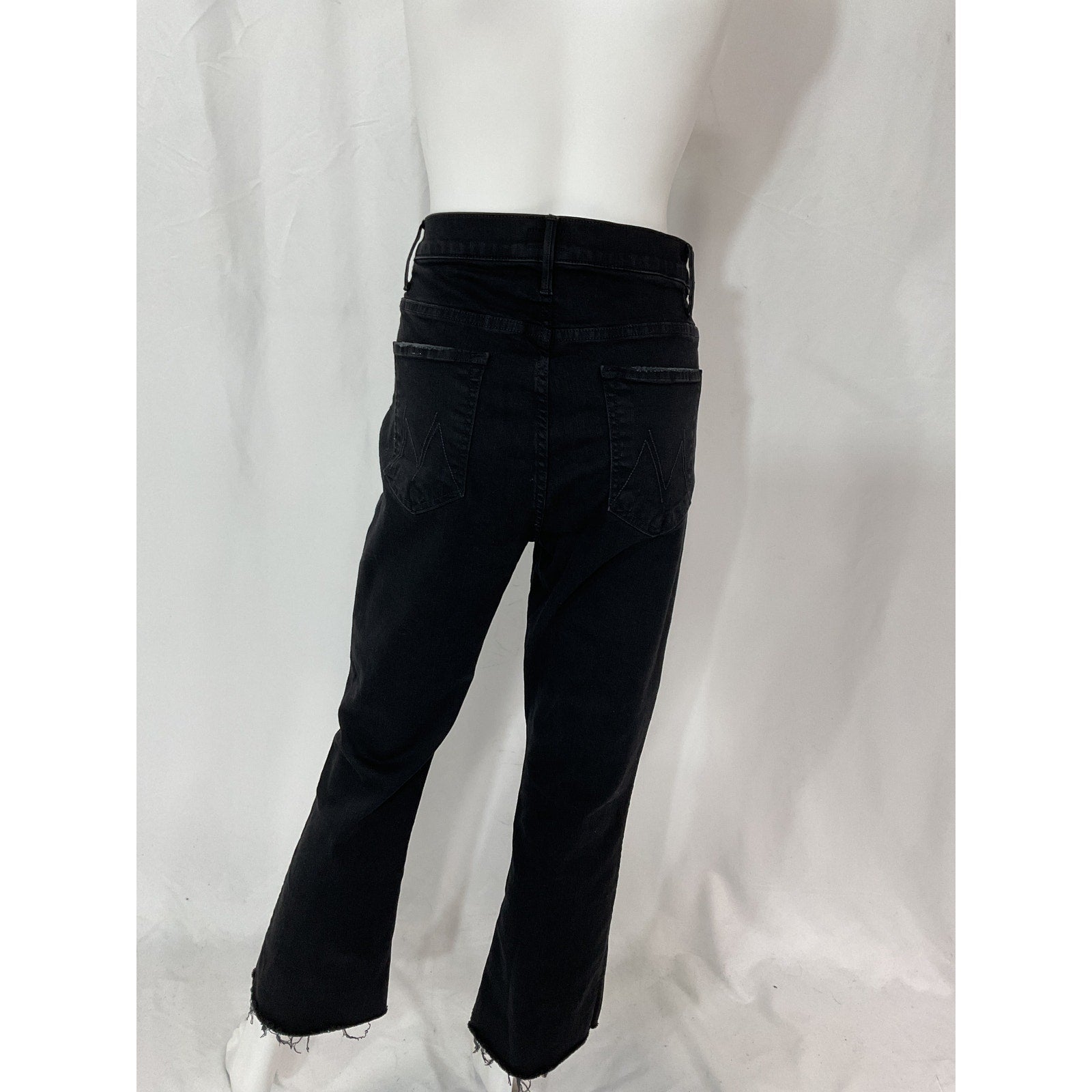 Mother 'The Hustler' Black Ankle Fray Denim Jean Size 32
